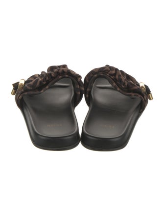 Fendi Zucca FF Logo Leather Slides