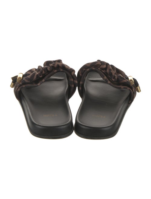 Fendi Zucca FF Logo Leather Slides