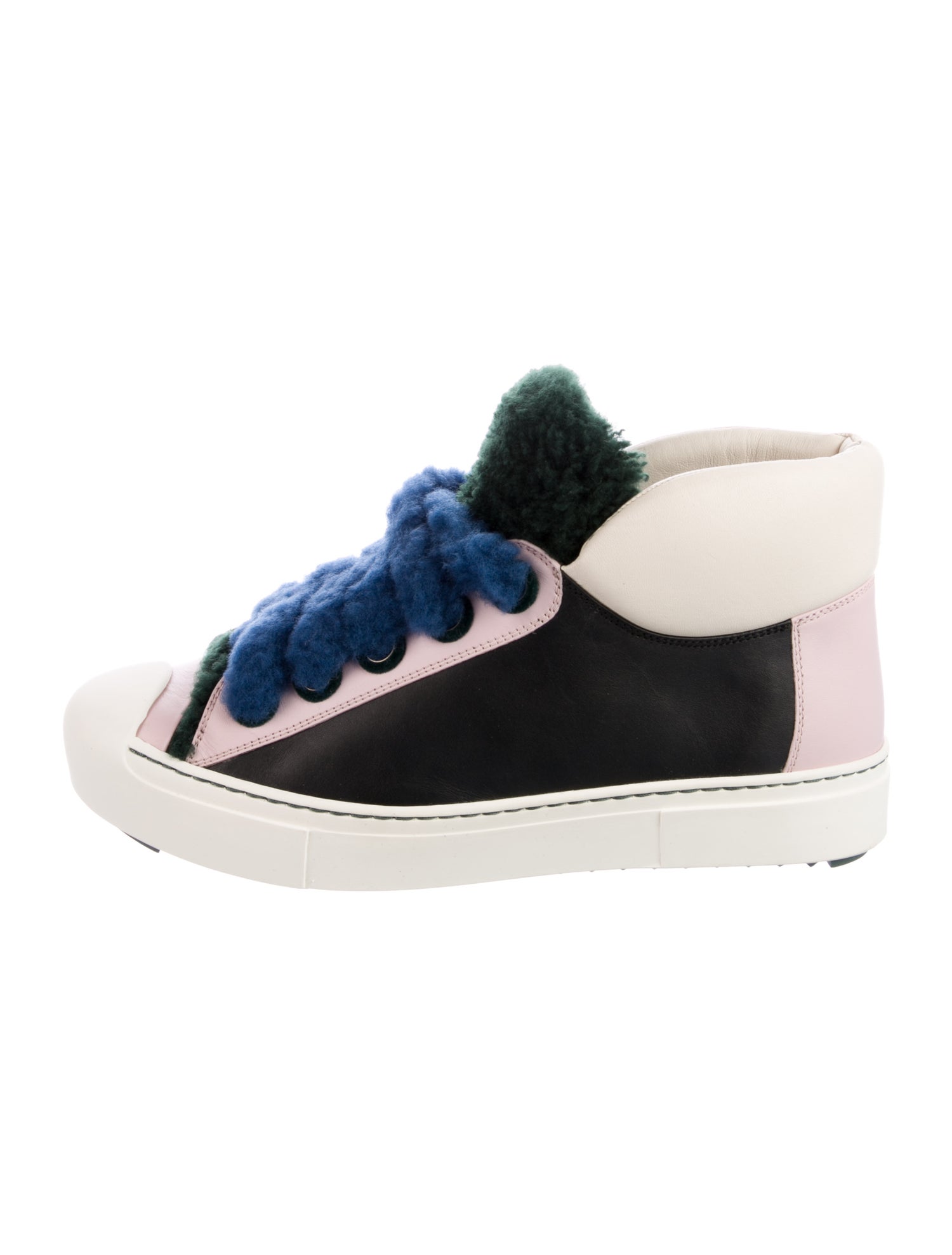 Fendi Leather Colorblock Pattern Sneakers