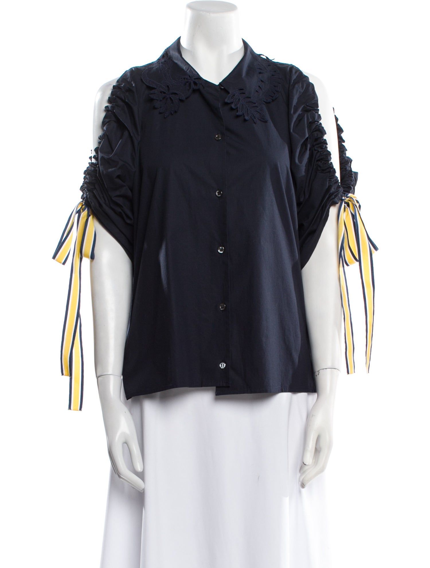 Fendi Three-Quarter Sleeve Button-Up Top