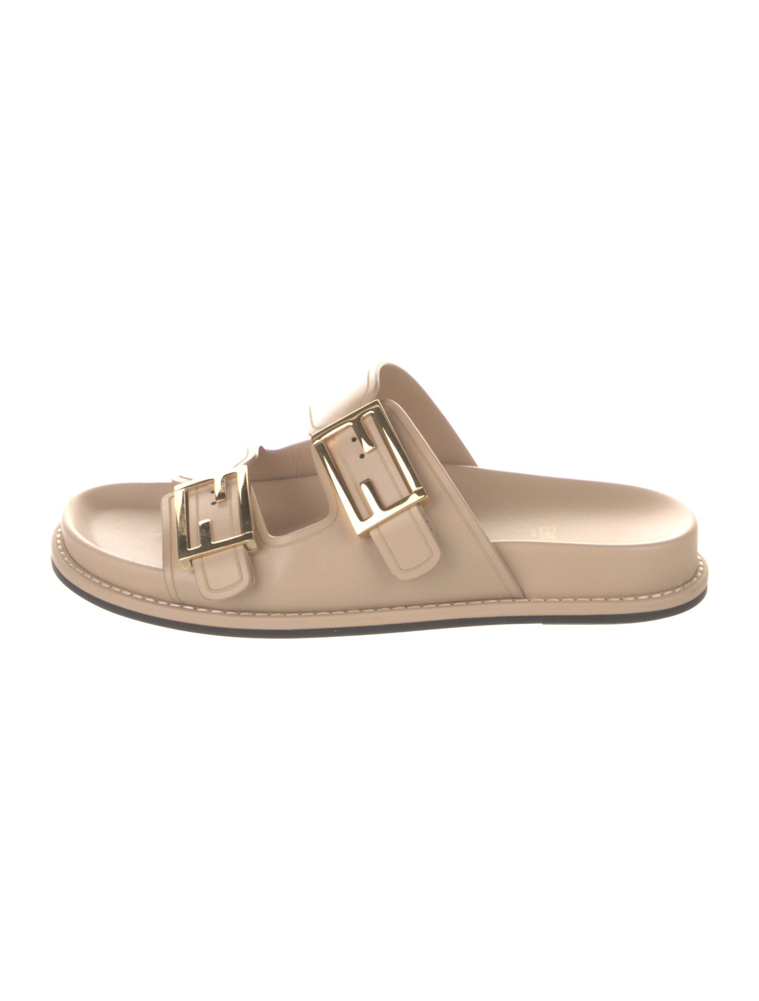 Fendi Zucca FF Logo Leather Slides