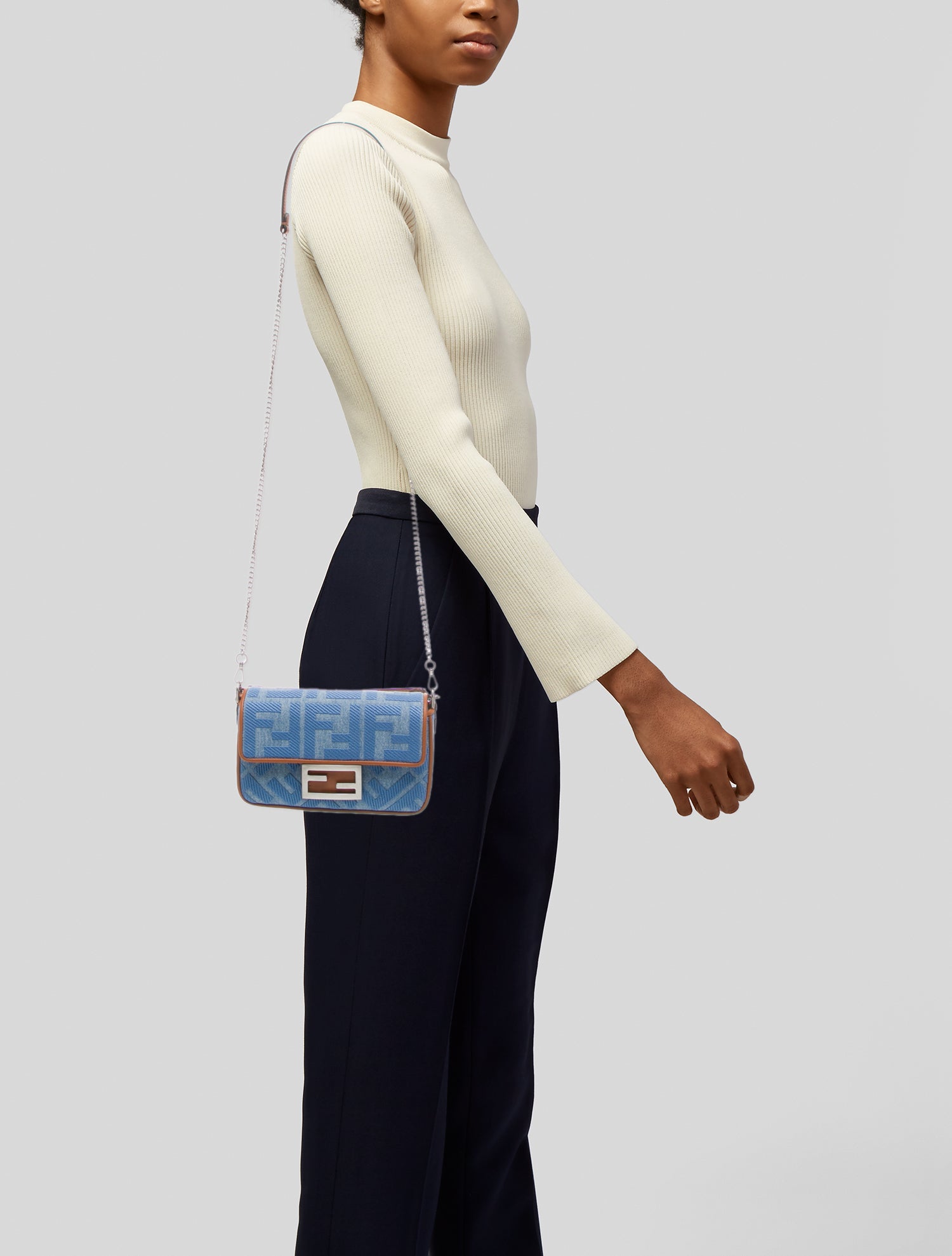 Fendi Denim Top Handle Bag - Blue Handle Bags, Handbags