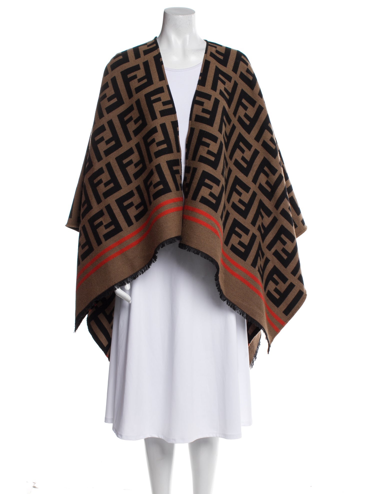 Fendi Wool Zucca FF Logo Shawl