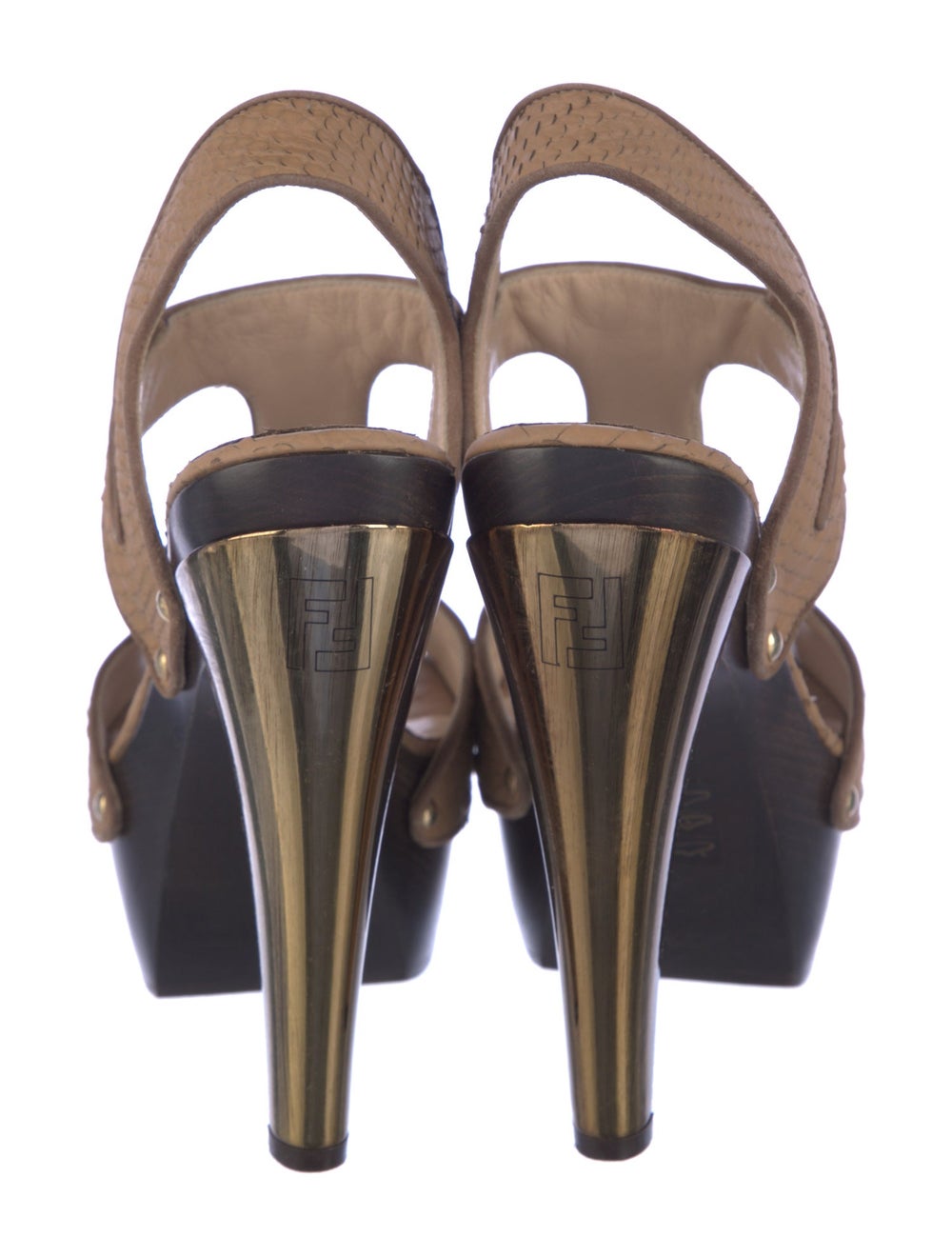 Fendi Python Slingback Sandals Brown Zucca FF Log… - image 4