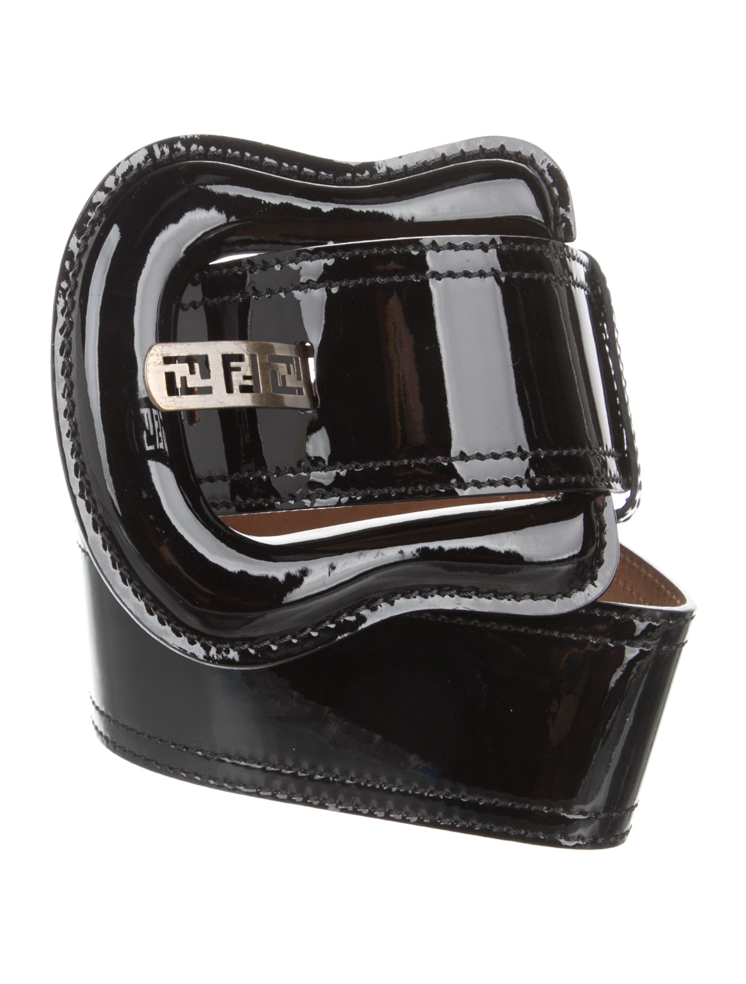 Fendi Wide Patent Leather Belt