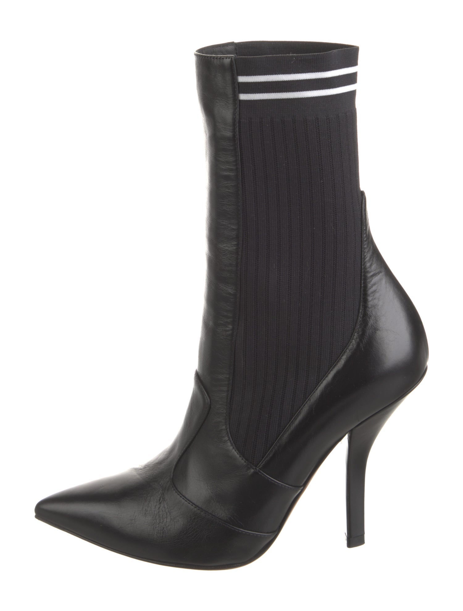 Fendi Leather Striped Sock Boots