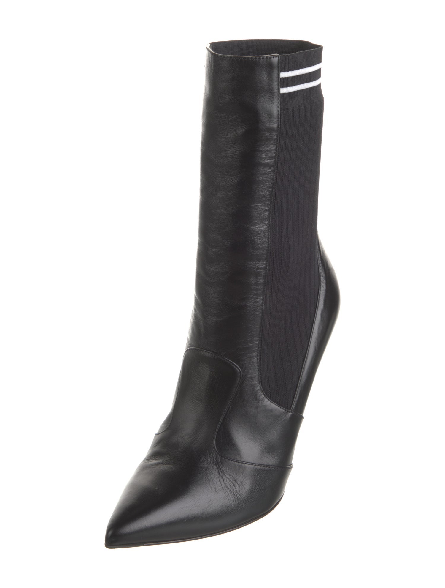 Fendi Leather Striped Sock Boots