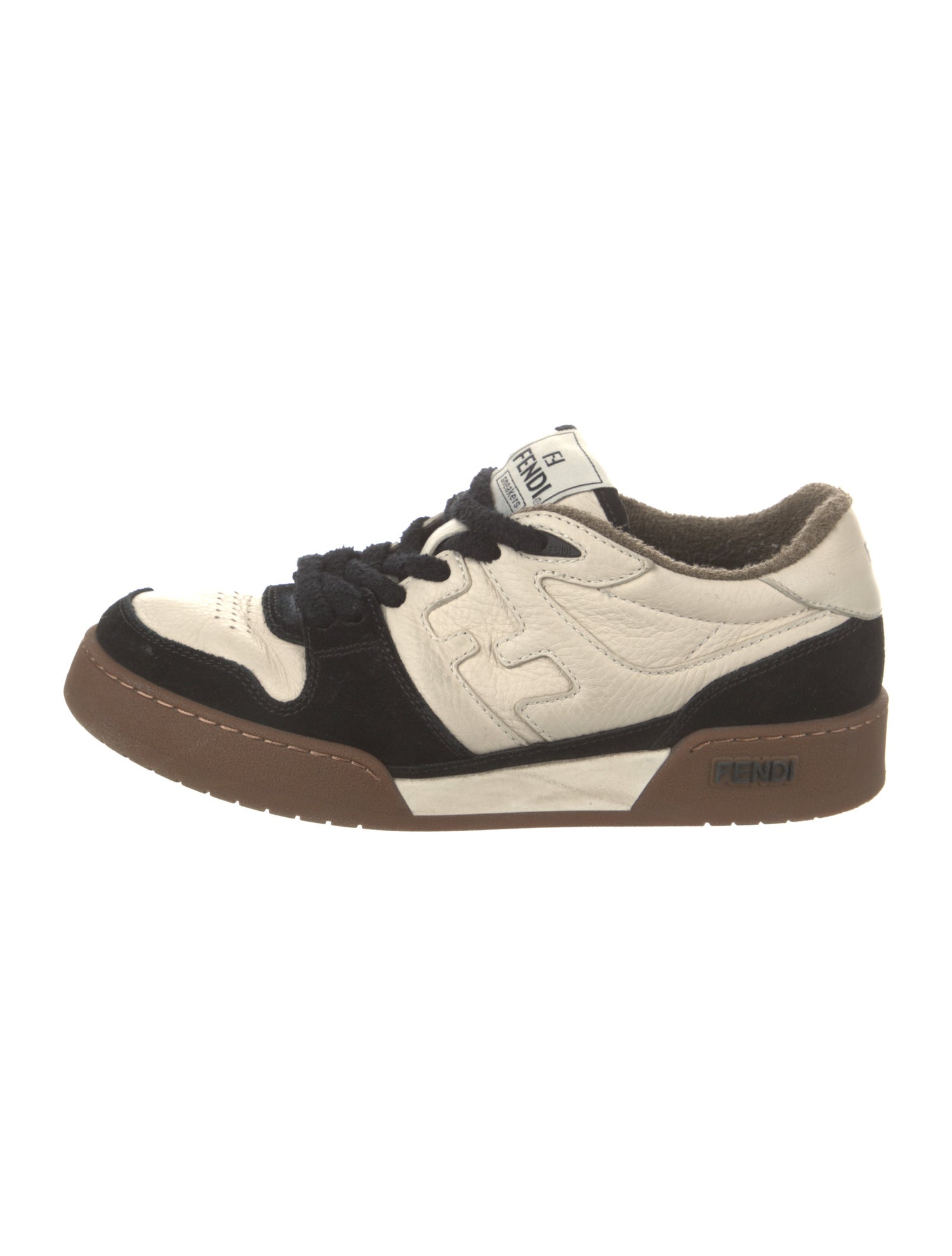 Fendi Leather Colorblock Pattern Sneakers