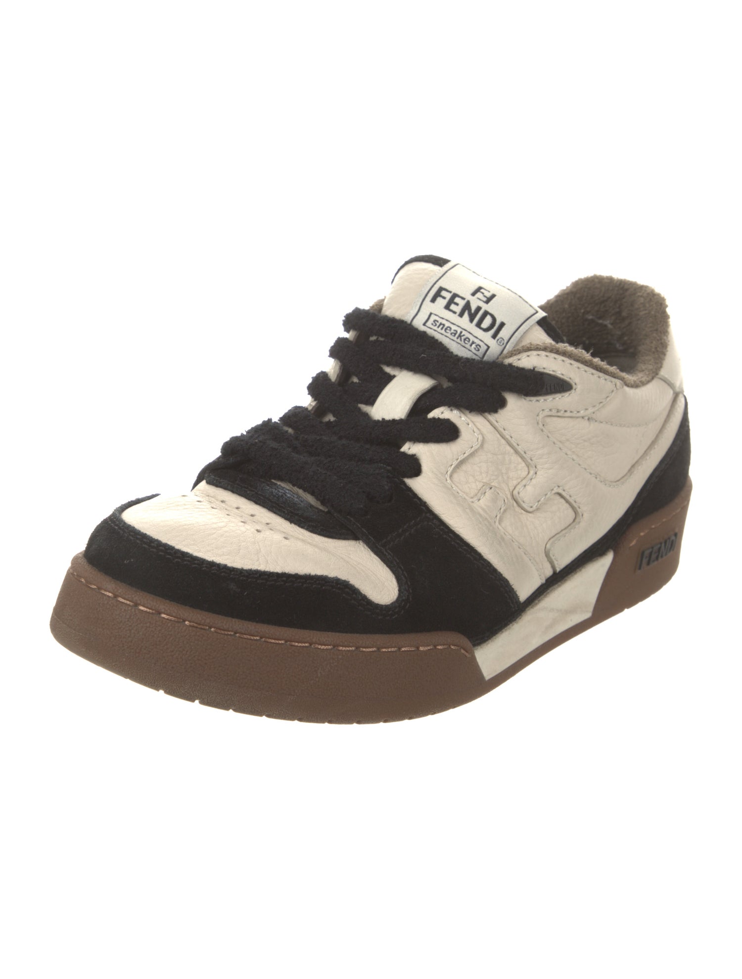 Fendi Leather Colorblock Pattern Sneakers