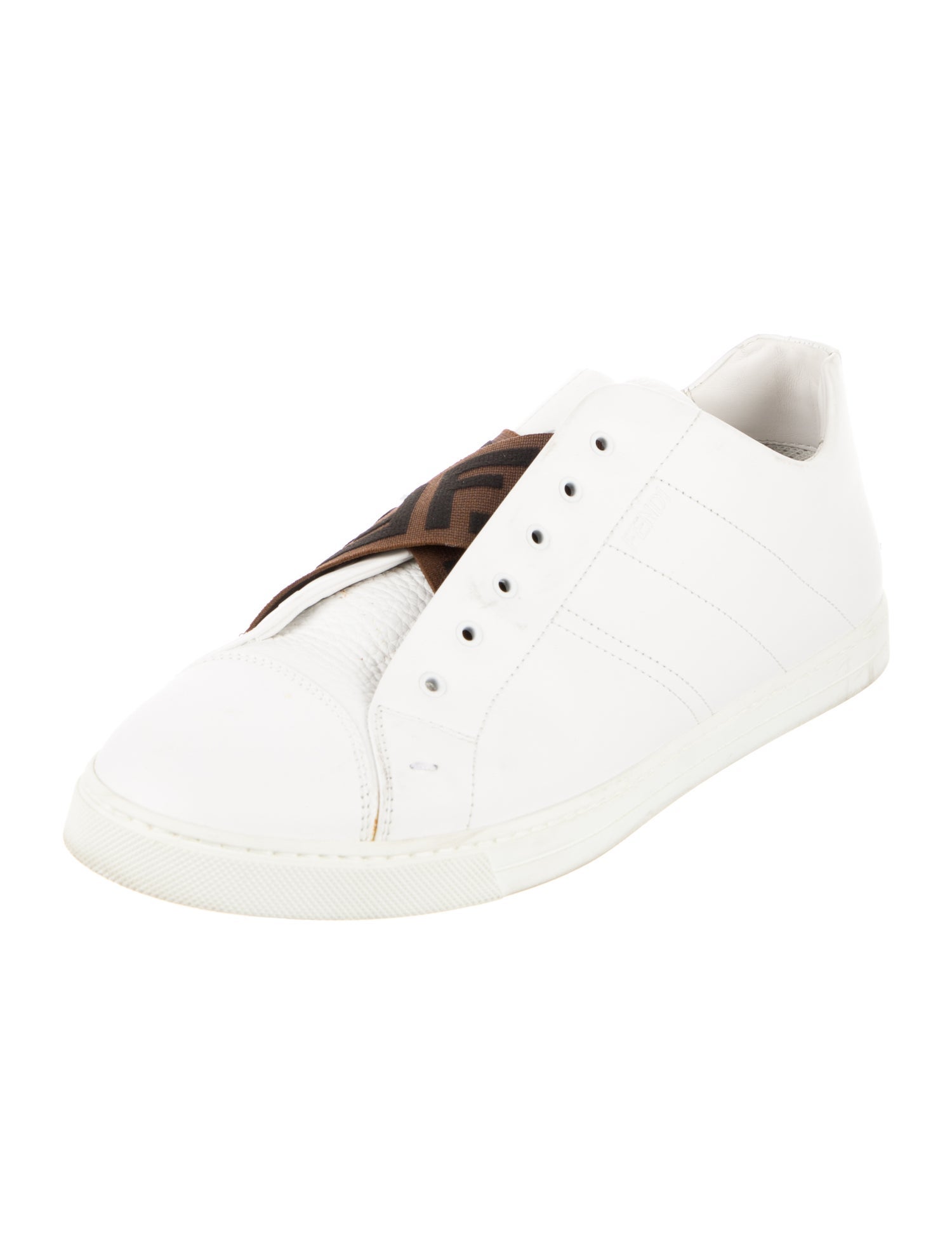 Fendi Monsters Motif Leather Sneakers
