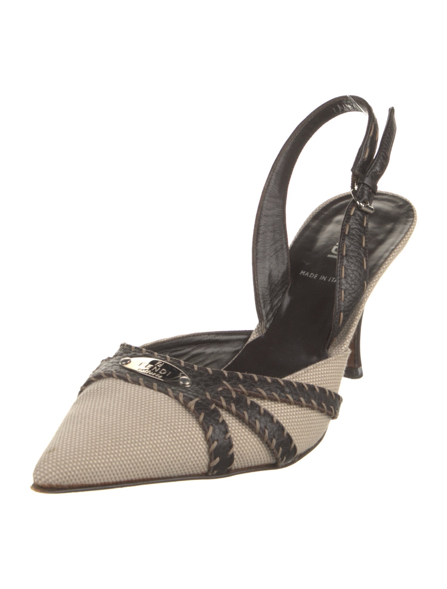 Fendi Canvas Animal Print Slingback Pumps