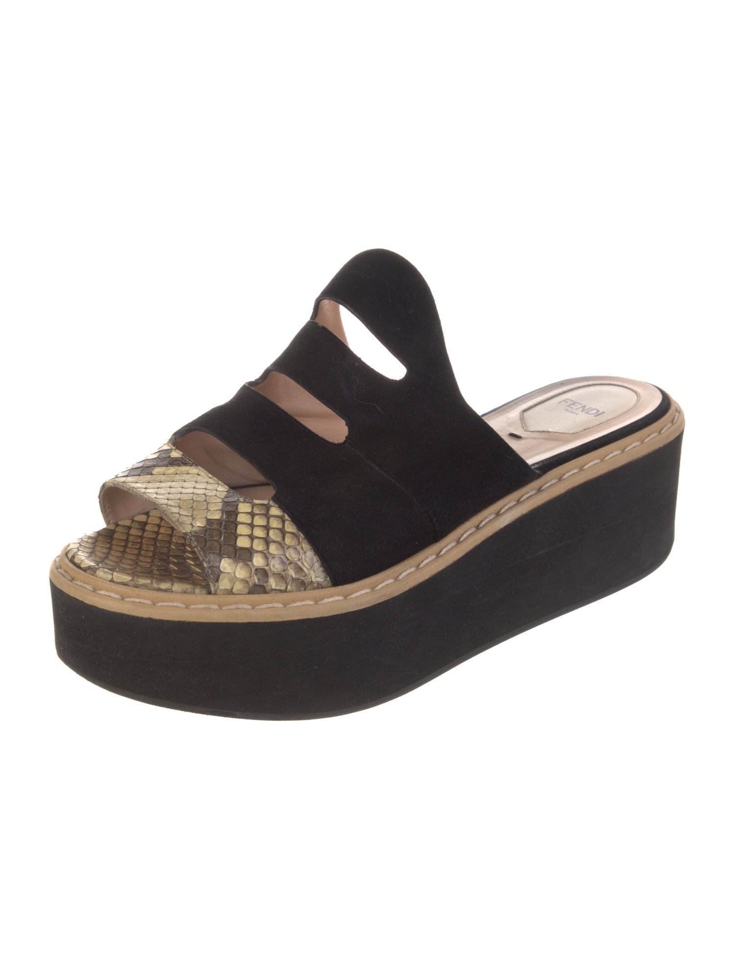 Fendi Suede Animal Print Slides