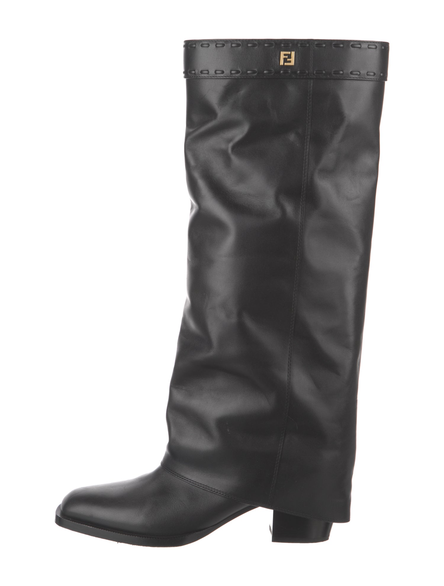 Fendi Zucca FF Logo Leather Riding Boots
