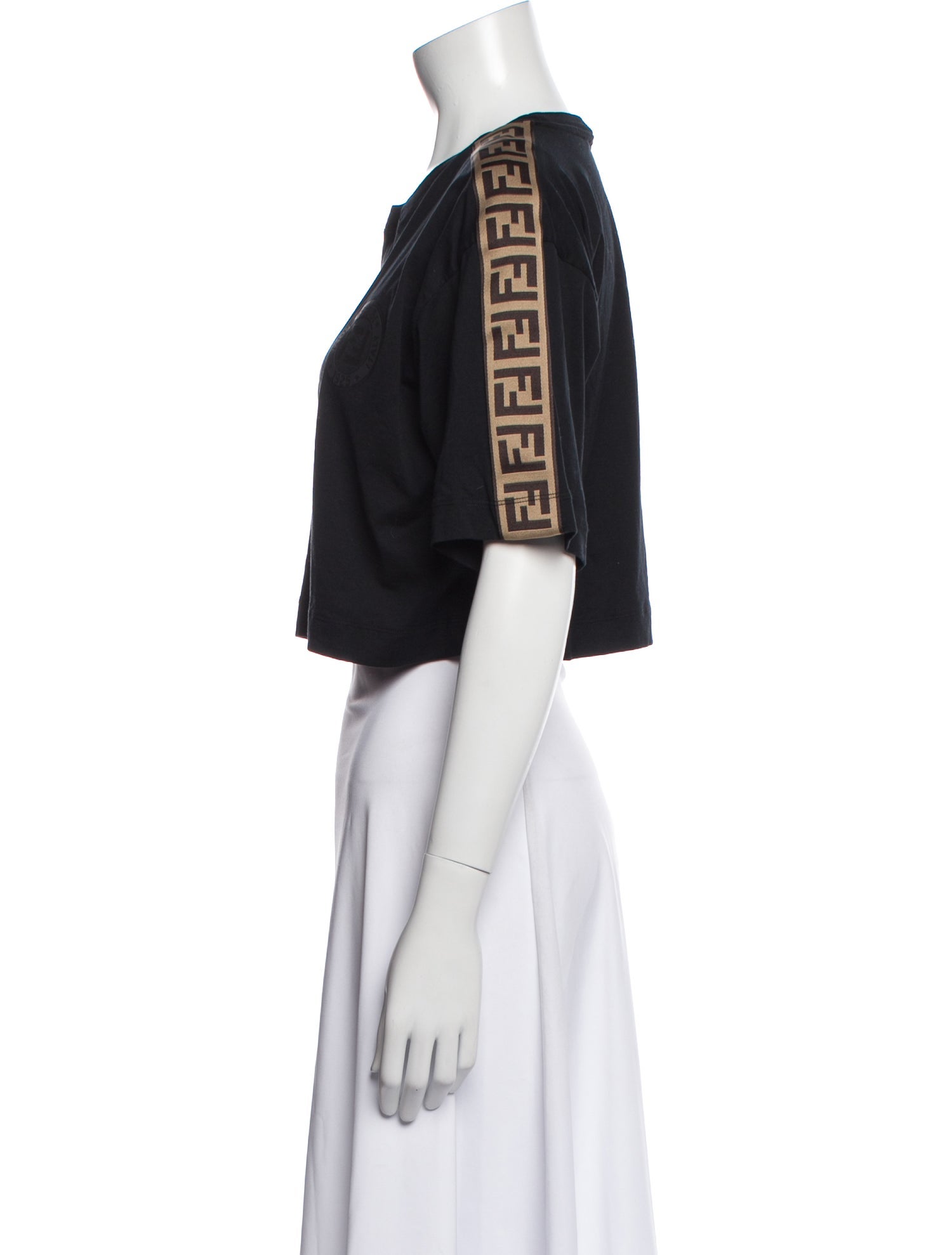 Fendi Crew Neck Short Sleeve Crop Top