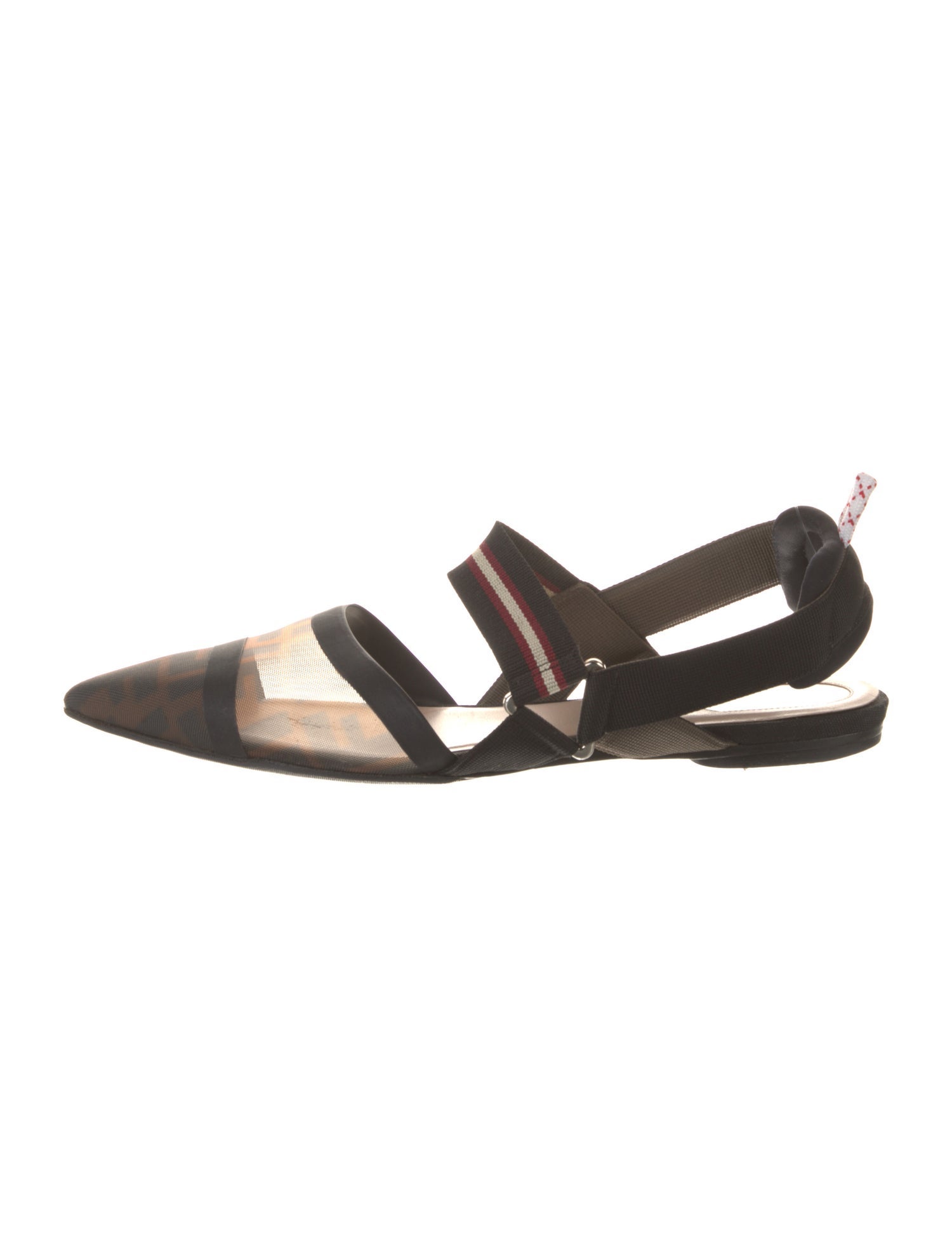 Fendi Zucca FF Logo Leather Slingback Flats