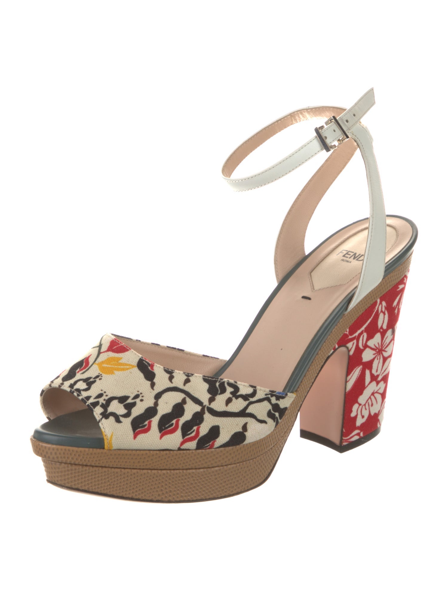 Fendi Canvas Floral Print Sandals