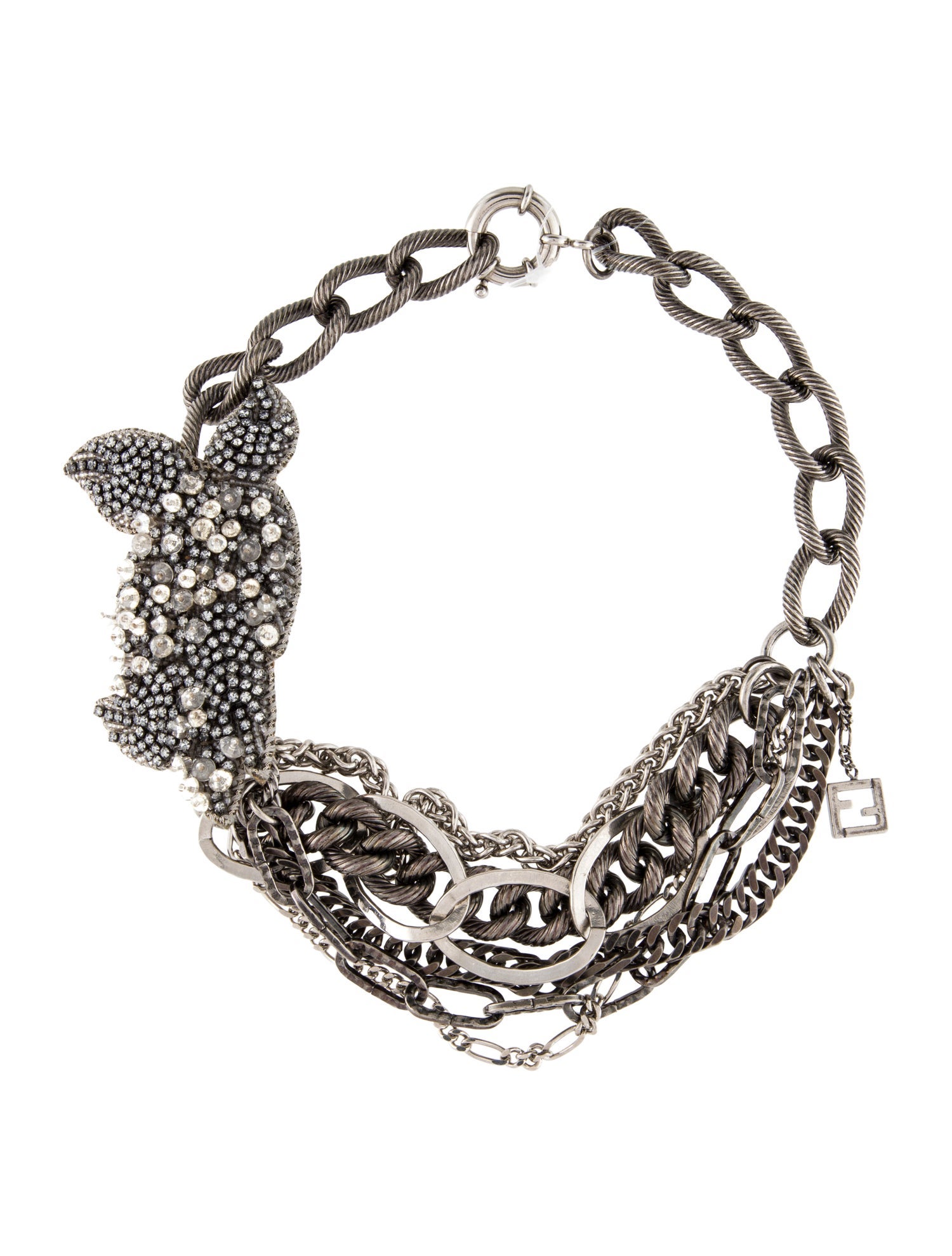 Fendi Vintage, Crystal & Glass Beads Antique Multistrand Collar Necklace