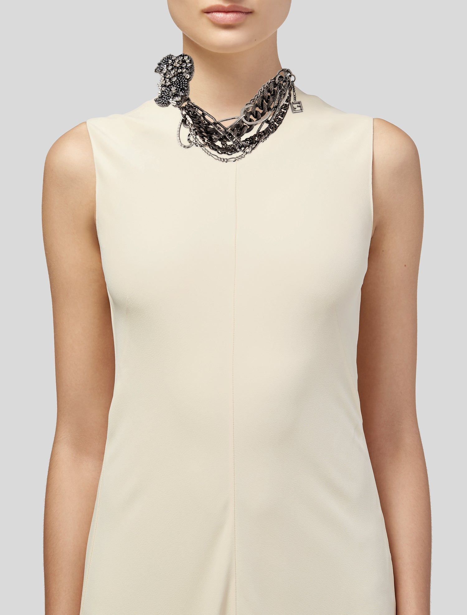 Fendi Vintage, Crystal & Glass Beads Antique Multistrand Collar Necklace