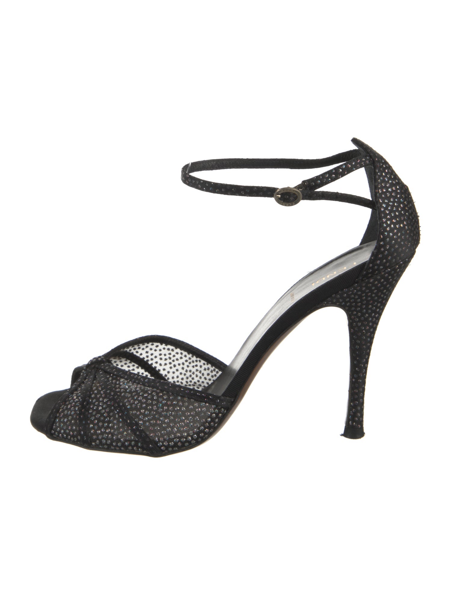 Fendi Mesh Glitter Accents Sandals
