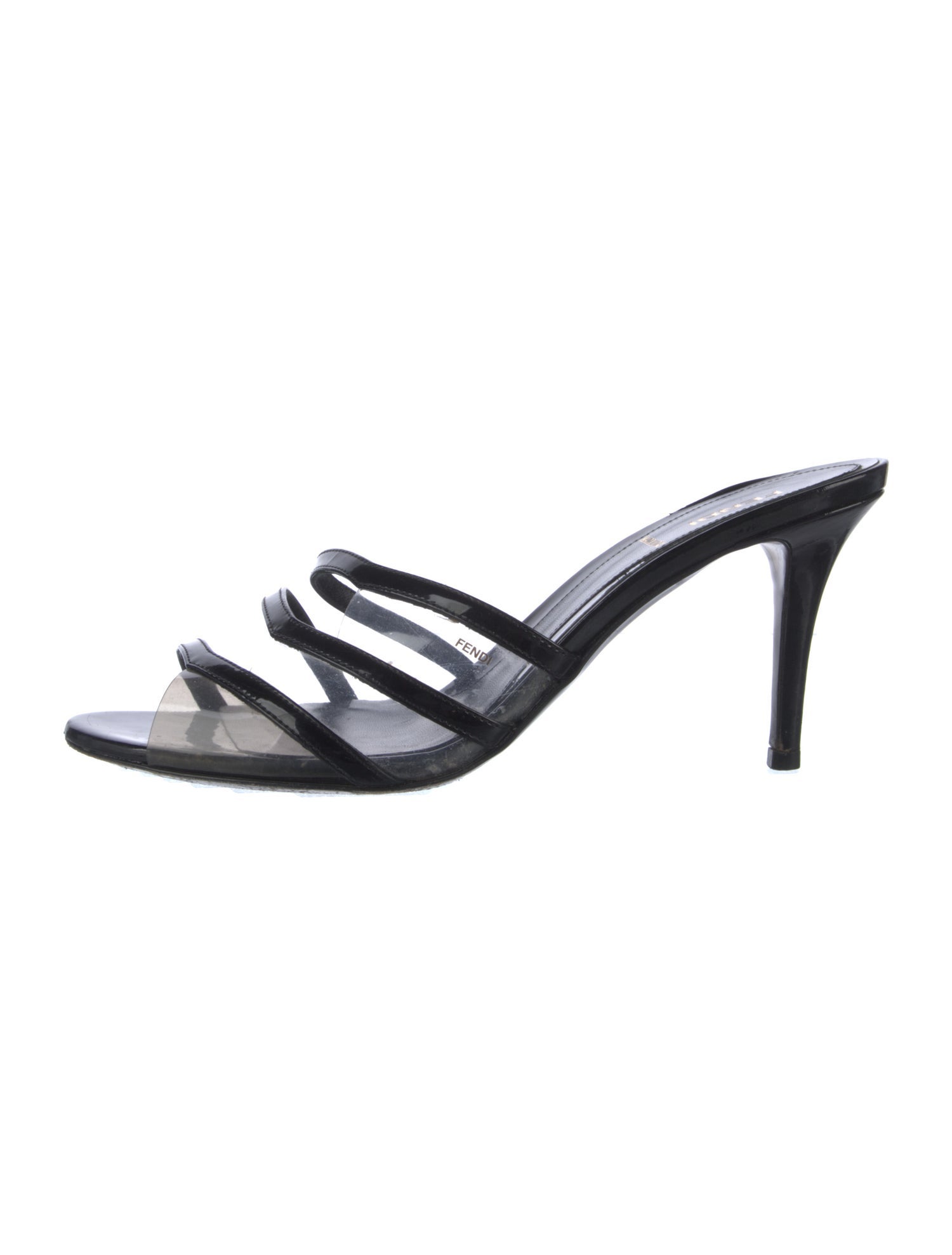 Fendi Patent Leather Cutout Accent Slides