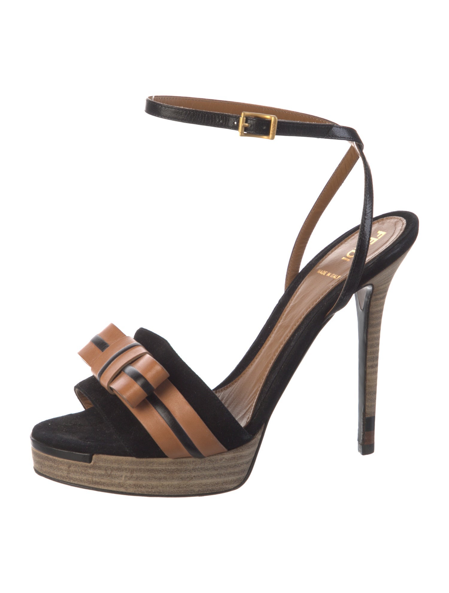 Fendi Suede Bow Accents Slingback Sandals