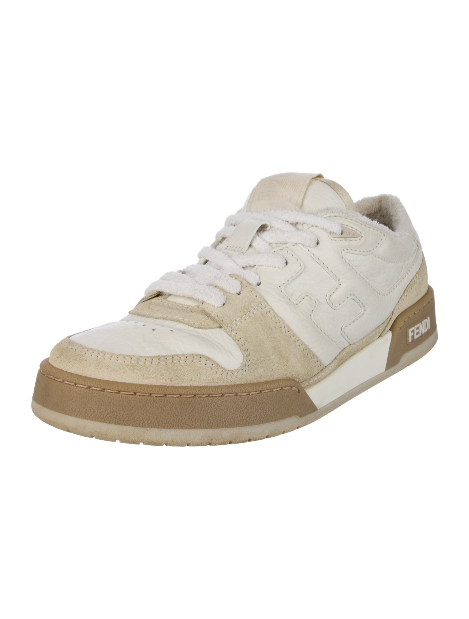 Fendi Leather Printed Athletic Sneakers
