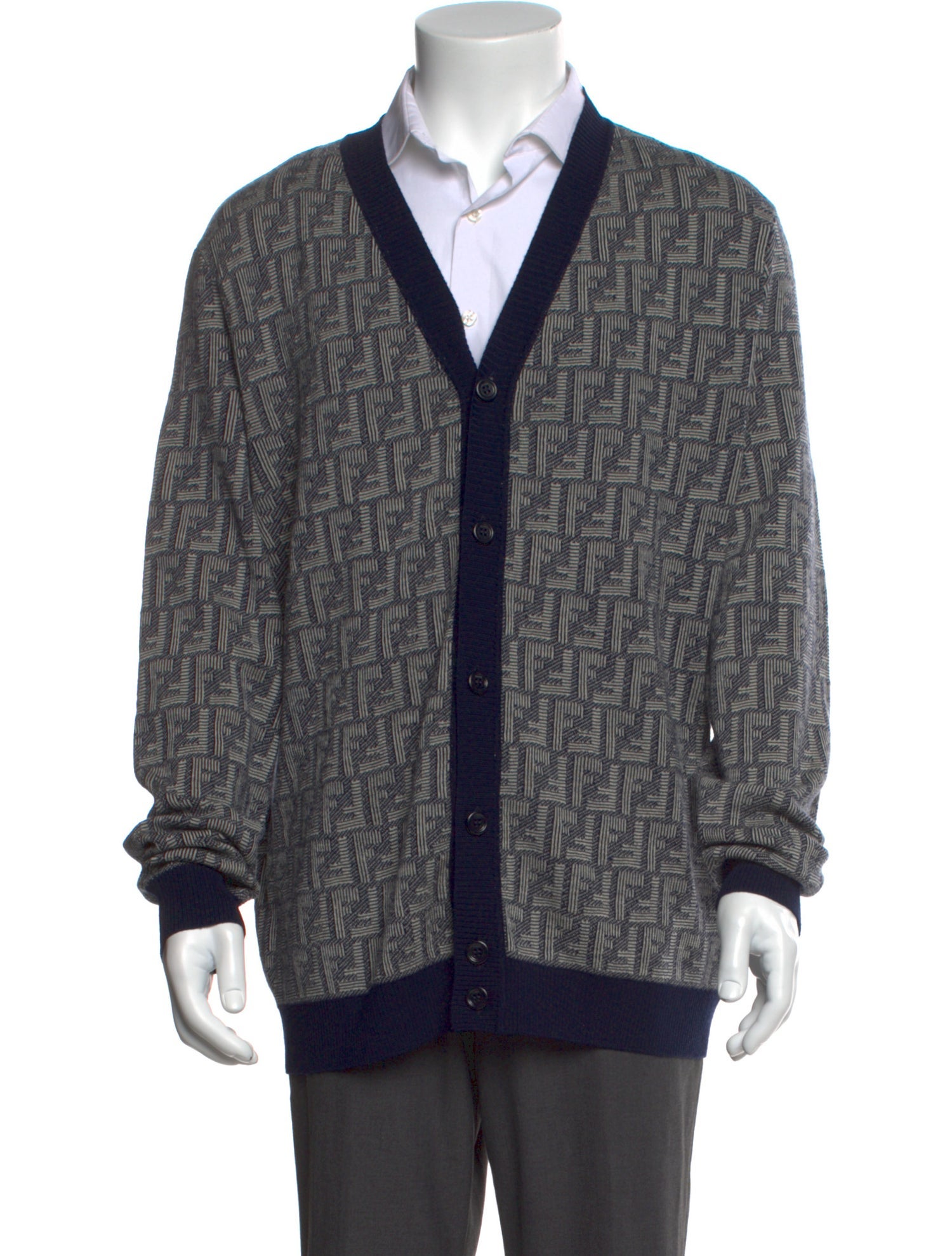 Fendi Zucca FF Logo Wool Cardigan w/ Tags