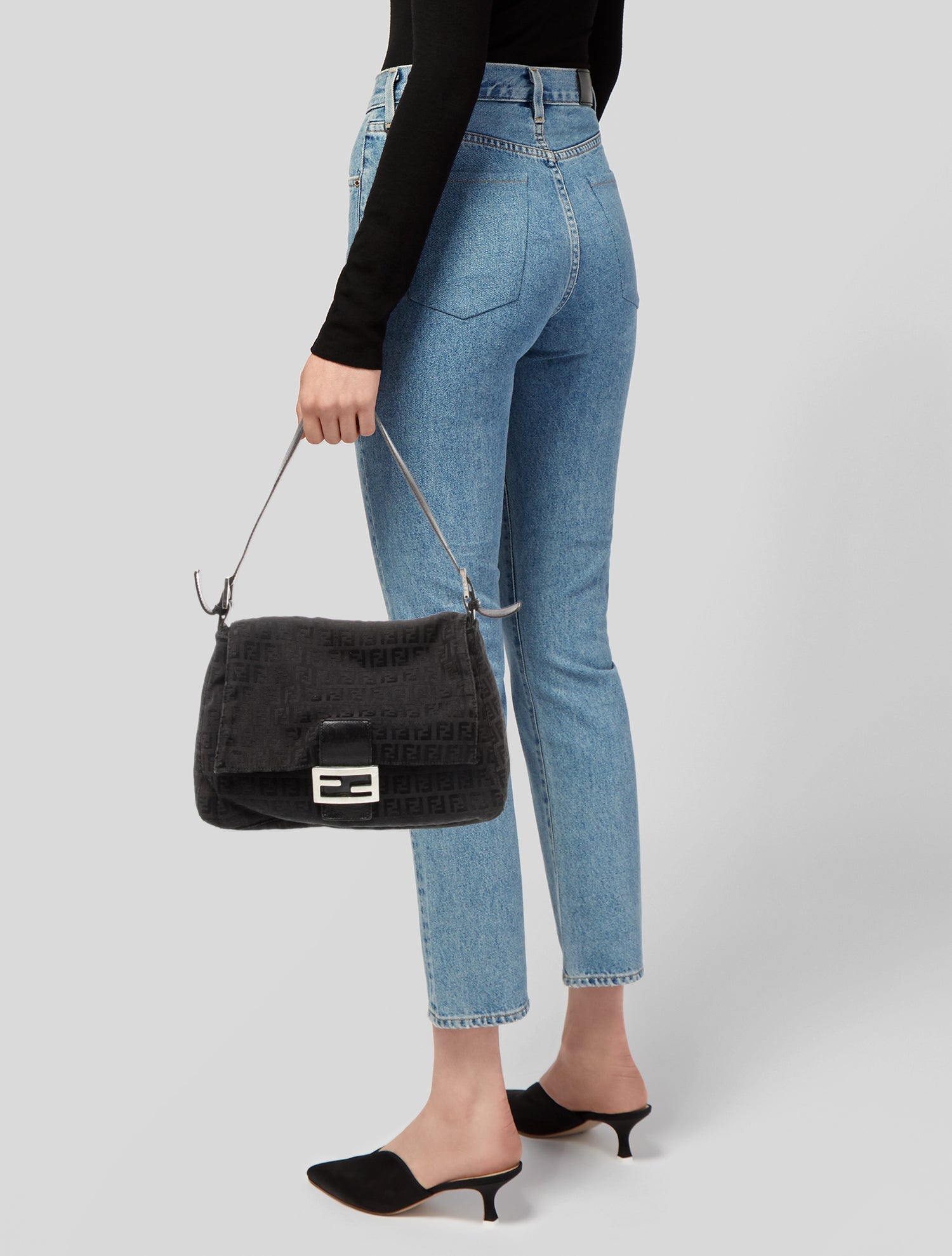 Fendi Zucchino FF Mama Vintage - Black Shoulder Bags, Handbags Fendi Zucchino FF Mama Vintage - Black Shoulder Bags, Handbags