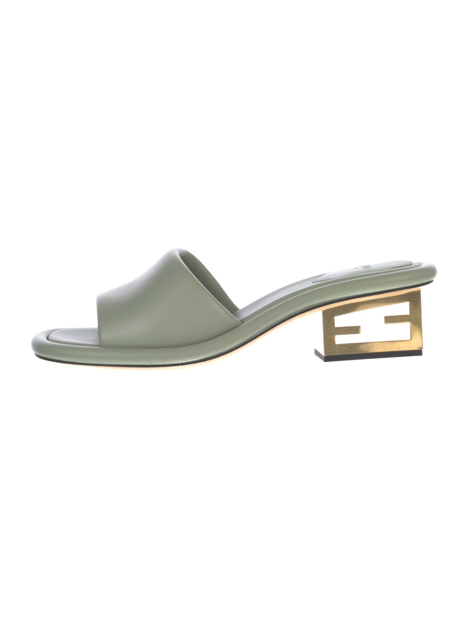 Fendi Leather Colorblock Pattern Slides
