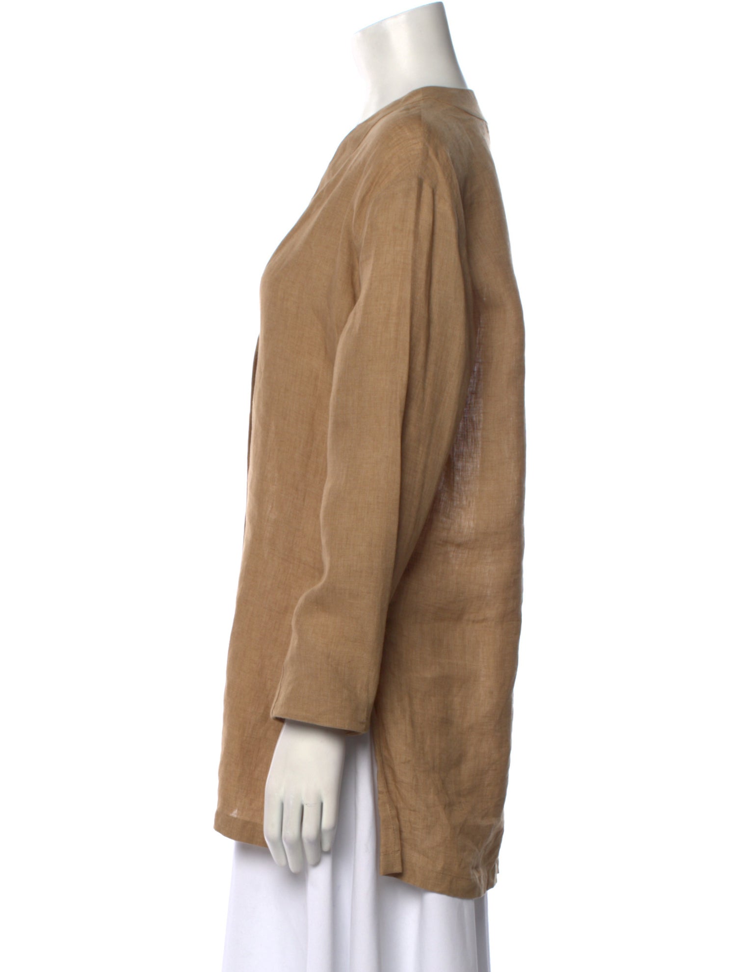 Fendi Linen V-Neck Button-Up Top