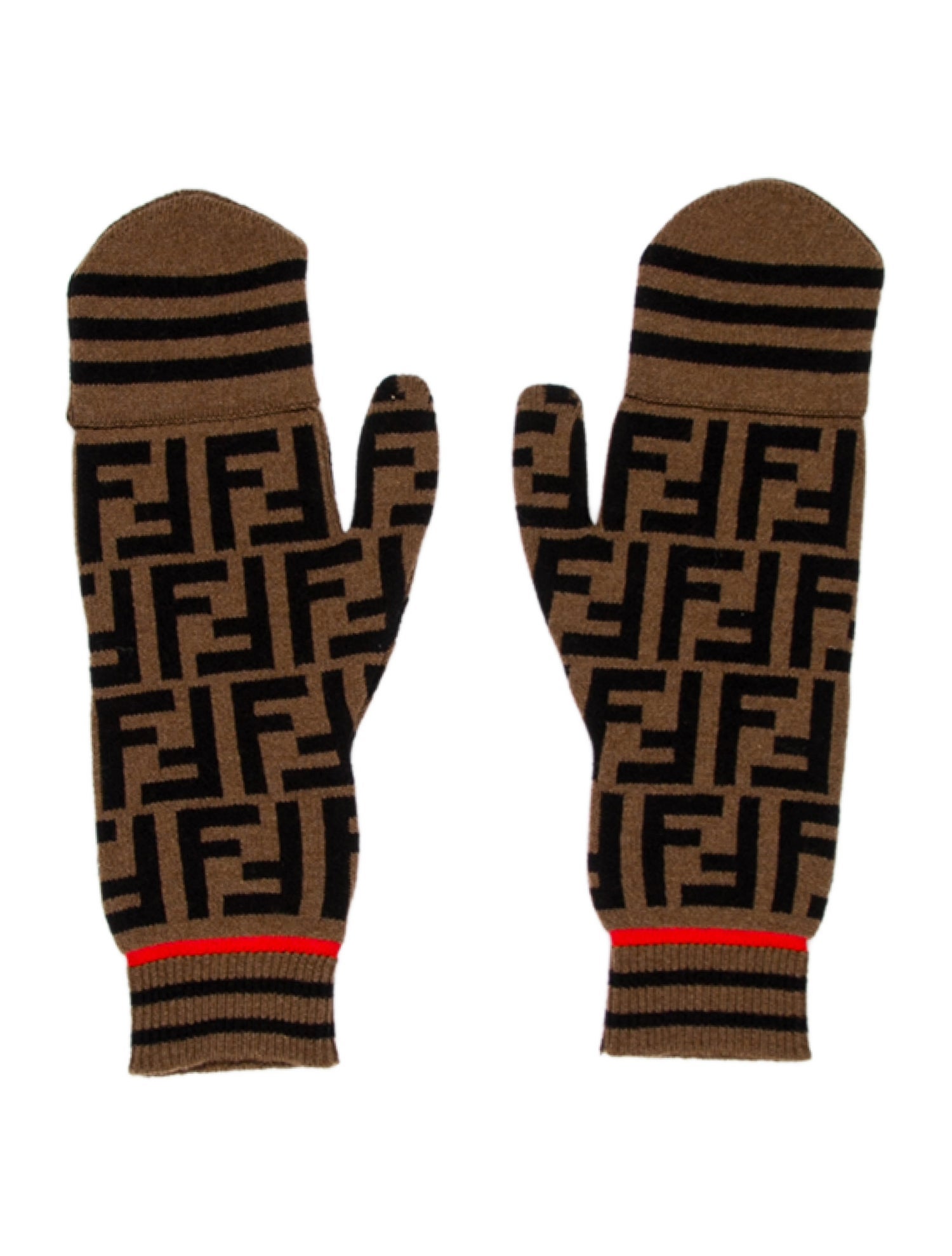Fendi Pattern Print Winter Mittens w/Tags