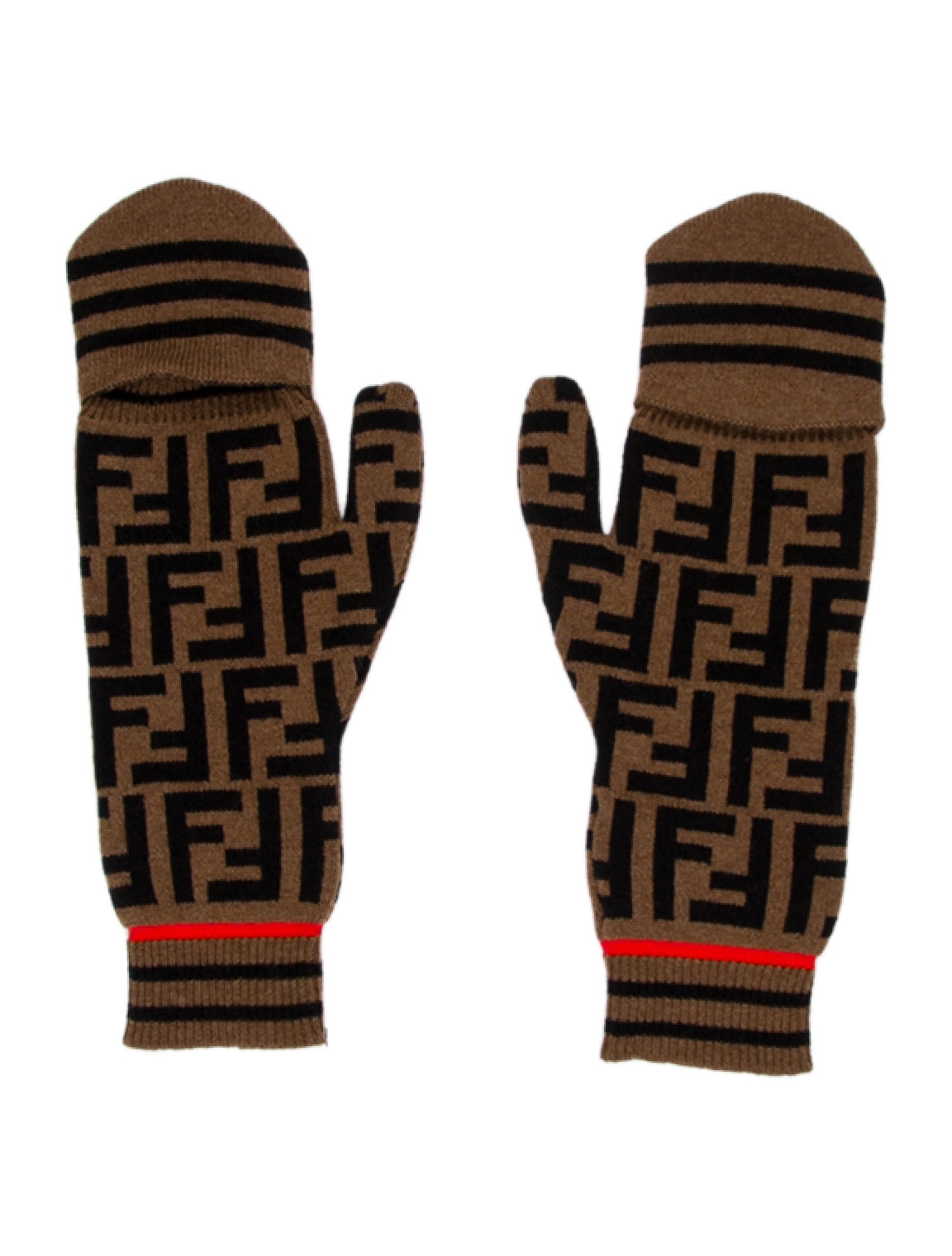 Fendi Pattern Print Winter Mittens w/Tags