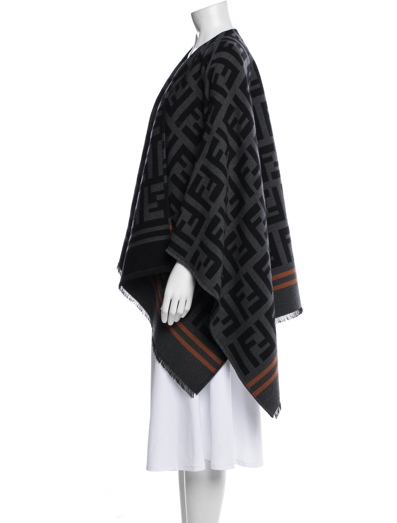 Fendi Wool Zucca FF Logo Shawl