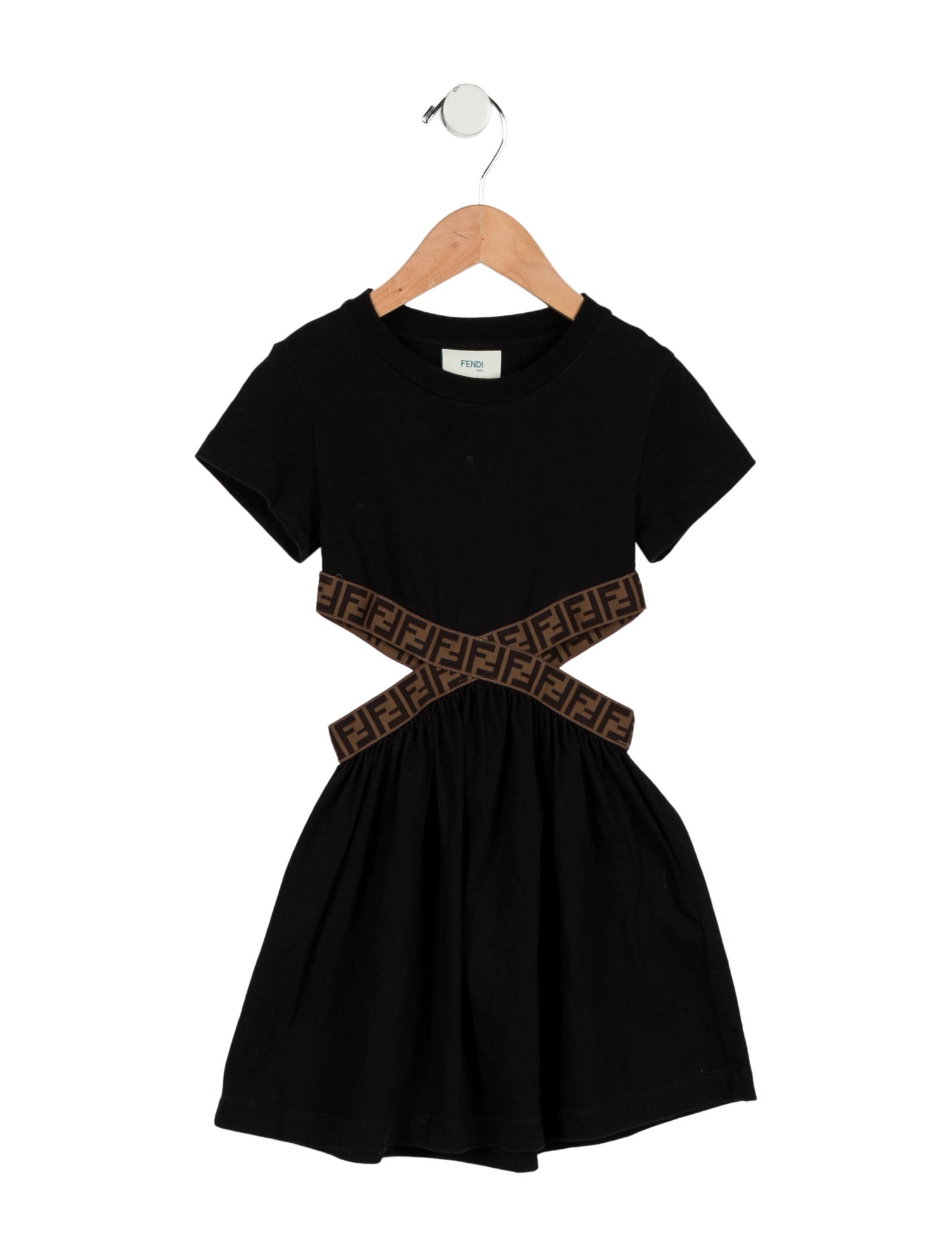 Fendi Girls' Zucca Trim Dress