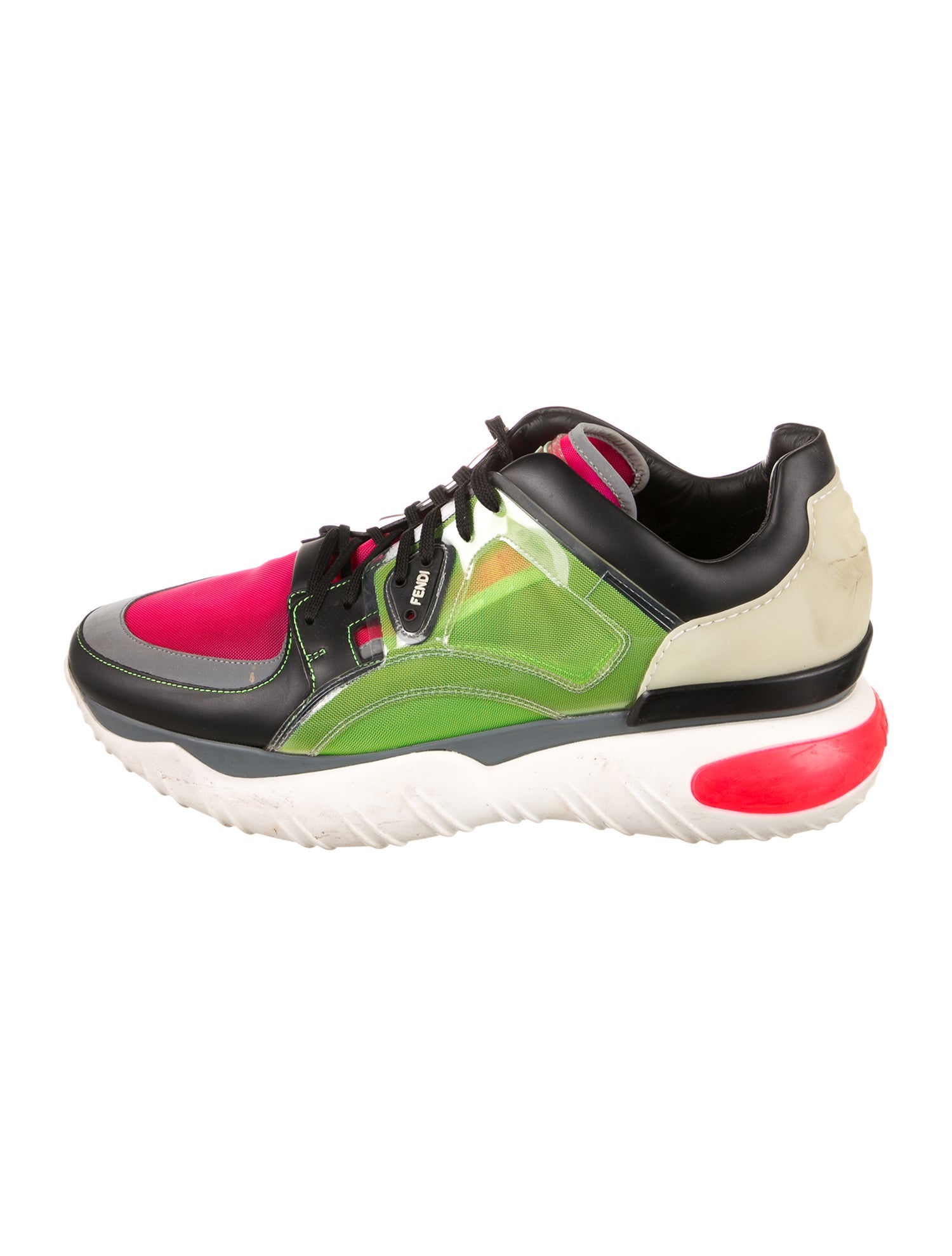 Fendi Leather Colorblock Pattern Sneakers