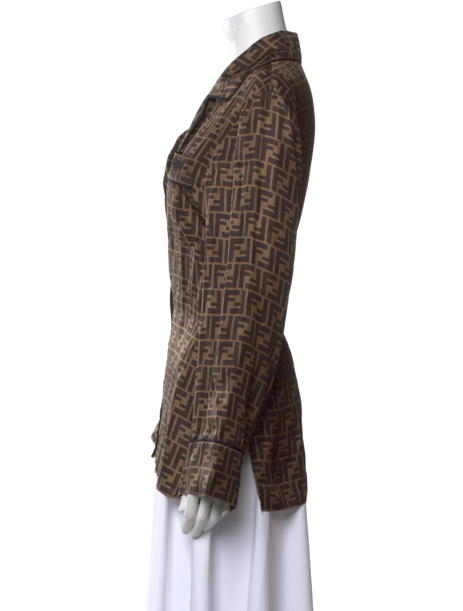 Fendi Silk Printed Button-Up Top