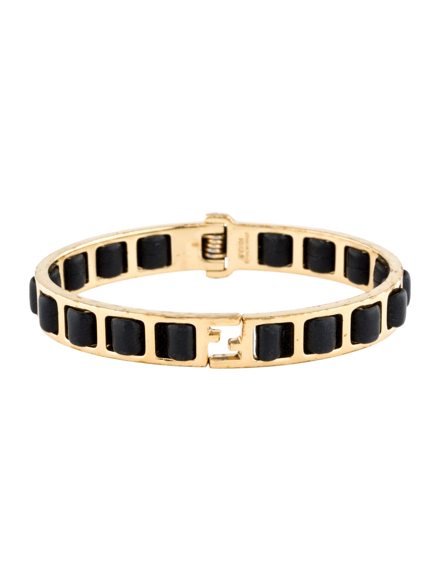 Fendi Leather Fendista Cuff Bracelet