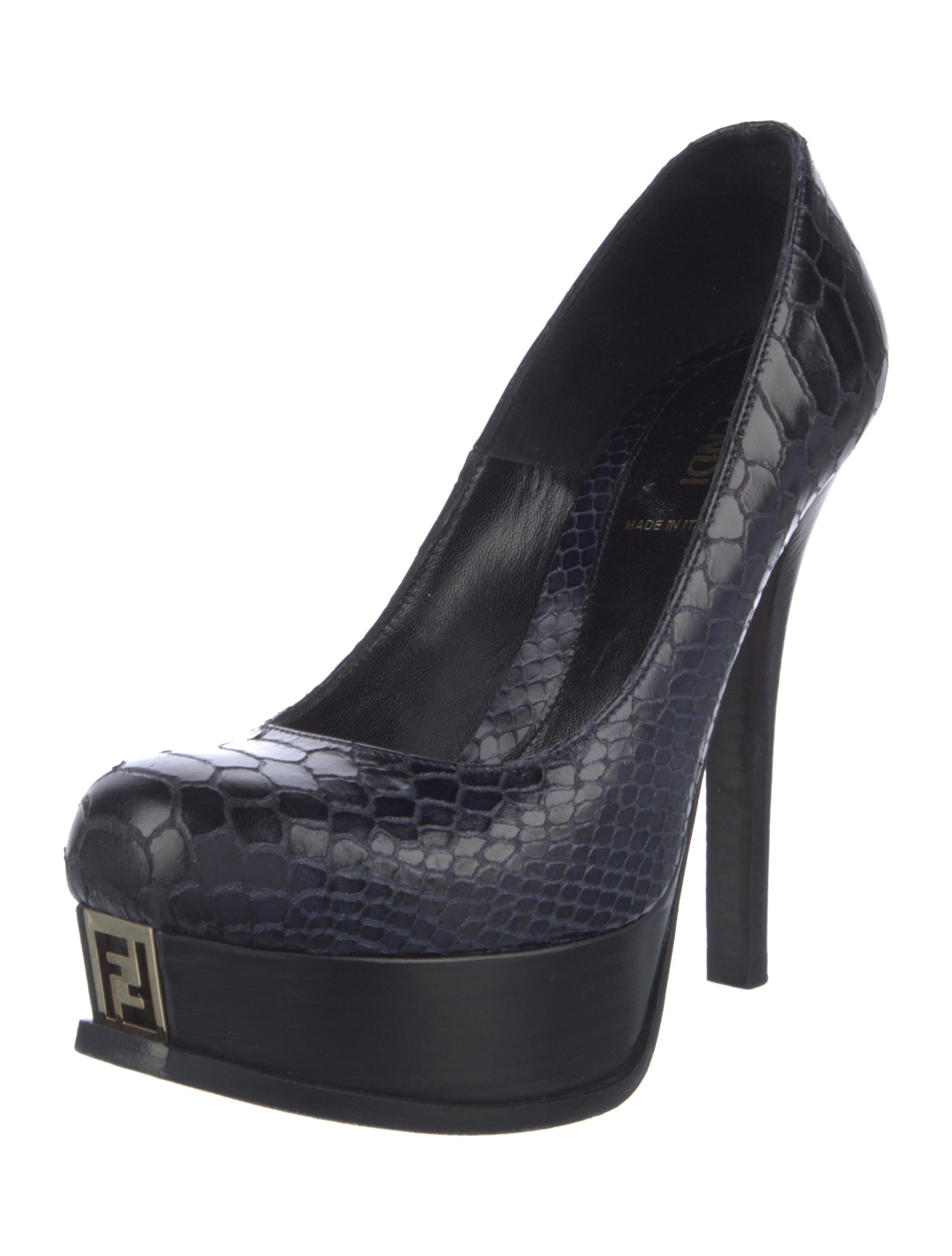 Fendi Zucca FF Logo Embossed Leather Pumps