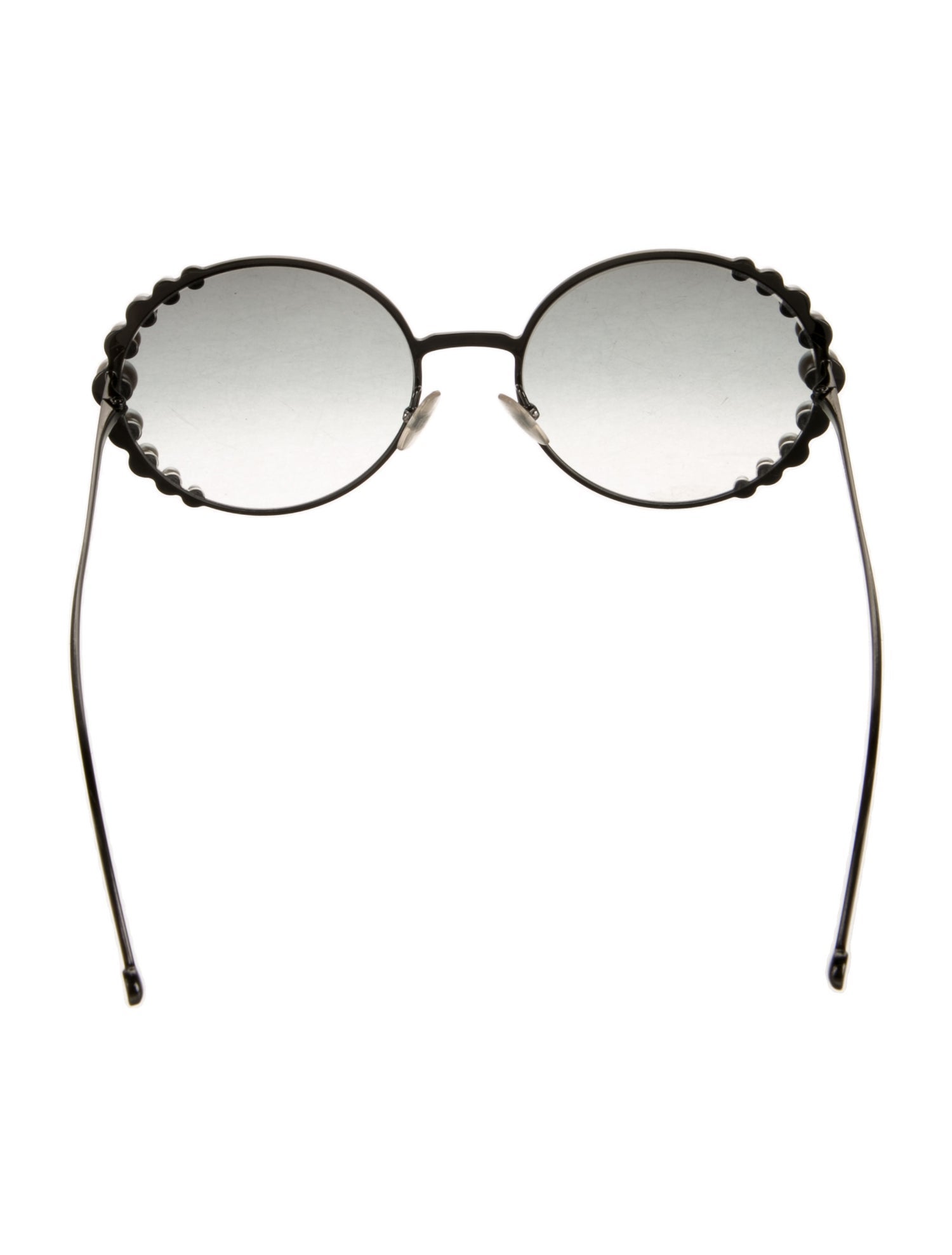 Fendi Faux Pearl Accents Round Sunglasses