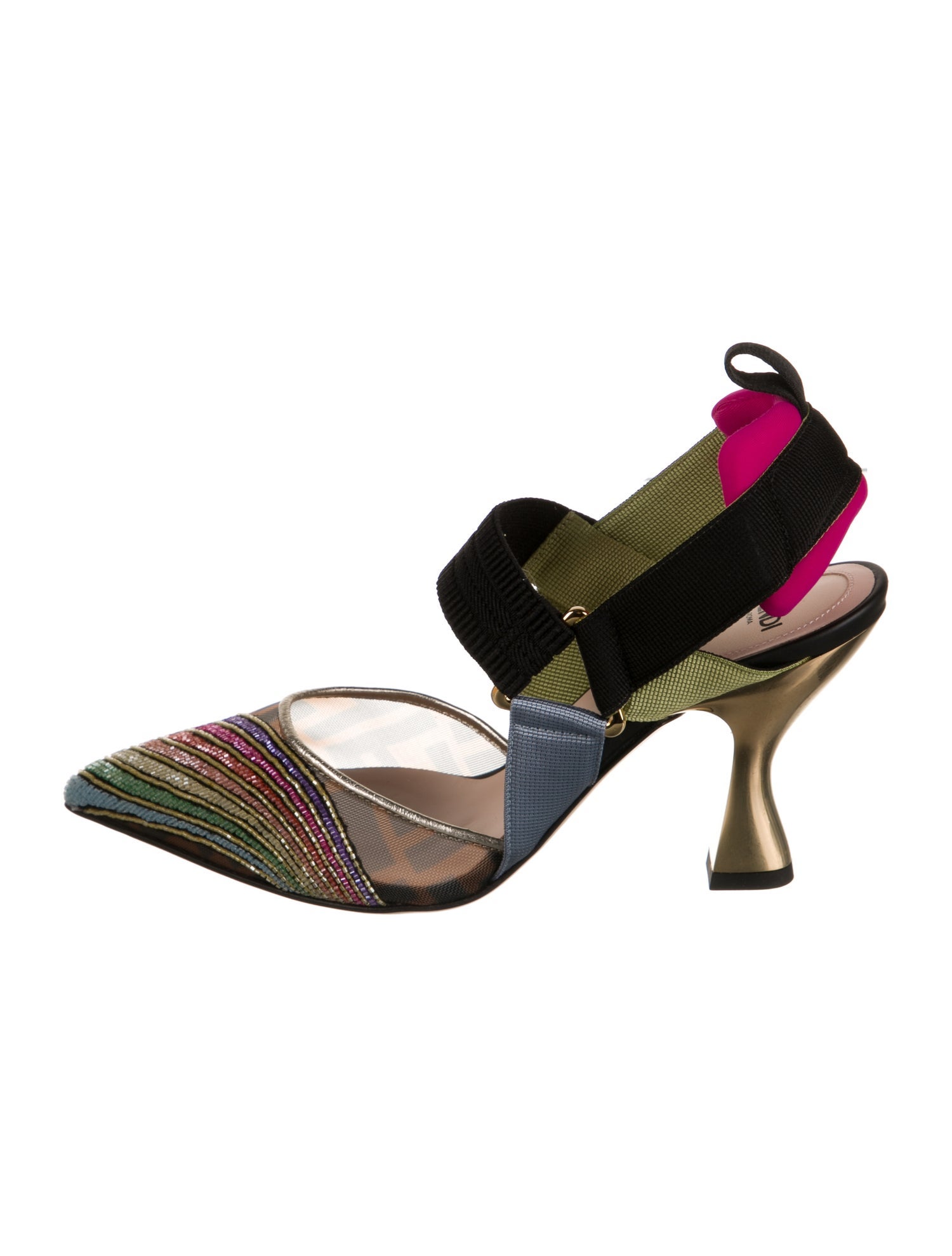 Fendi Zucca FF Logo Mesh Slingback Pumps