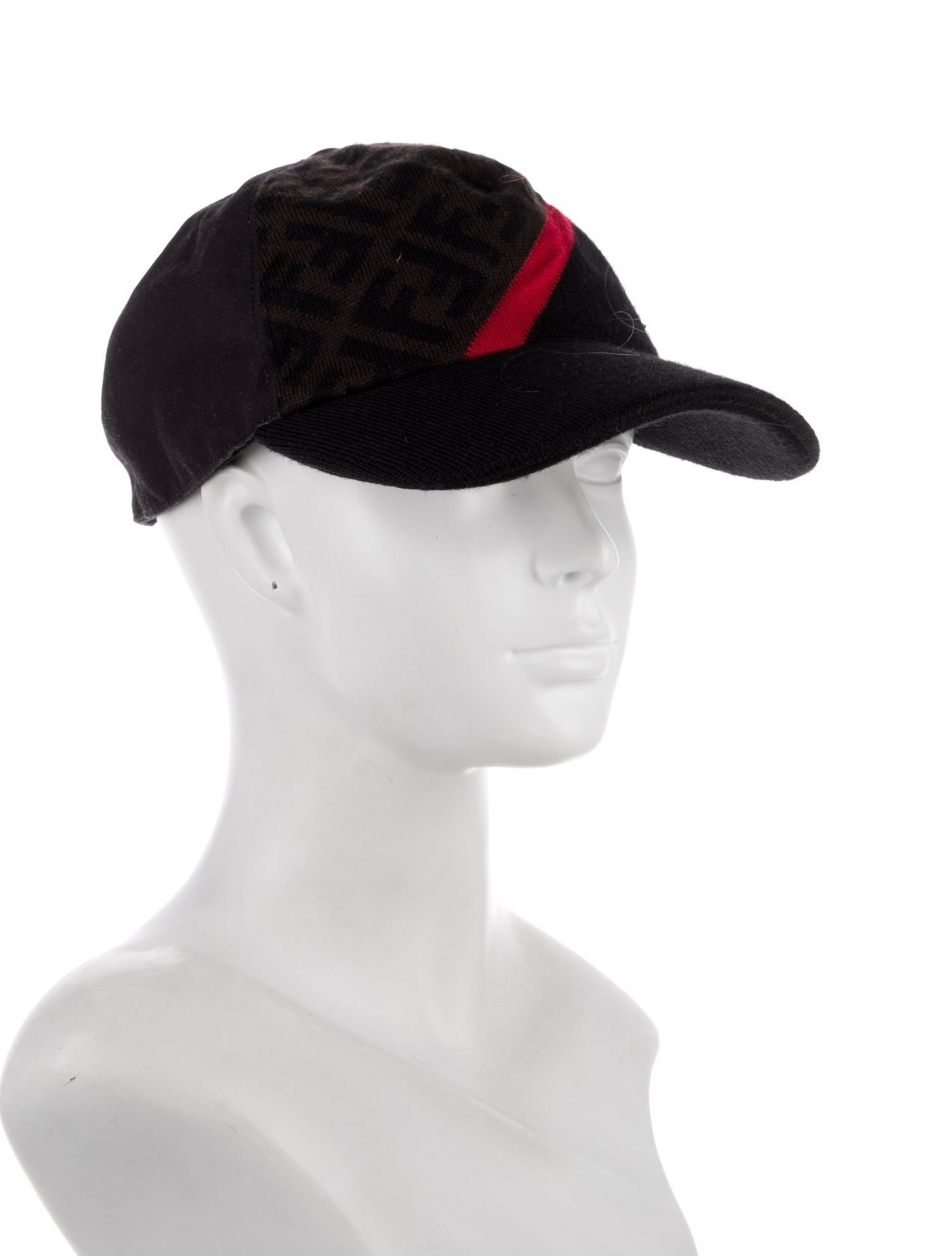 Fendi Fleece Wool Logo Pattern Print Baseball Cap