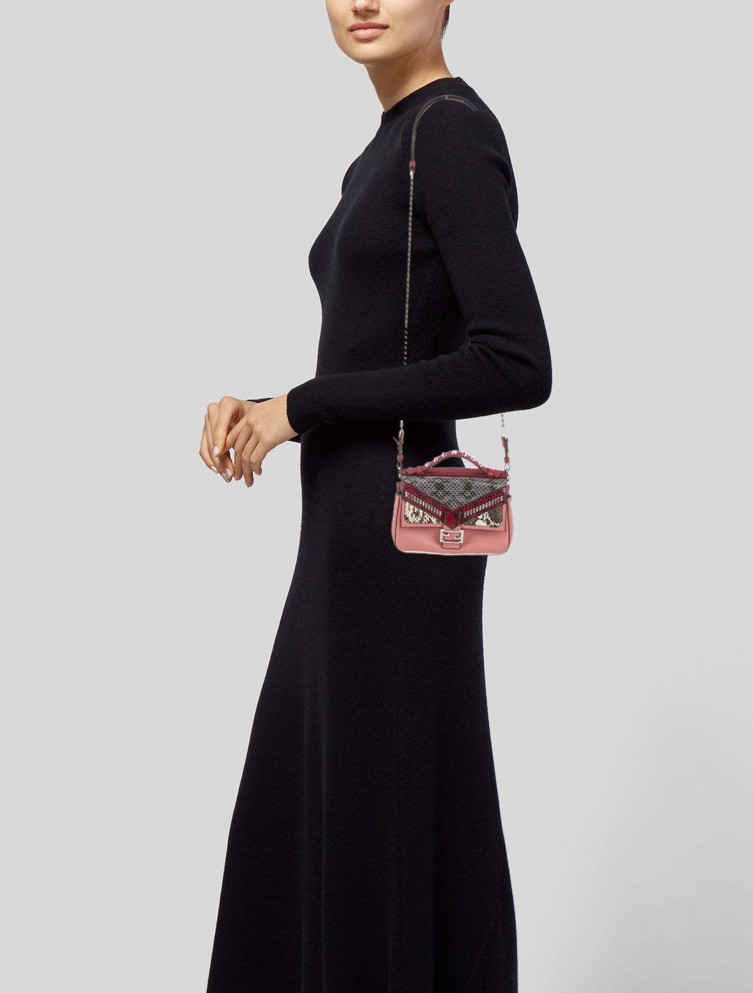 Fendi Leather Monster Double Baguette Micro