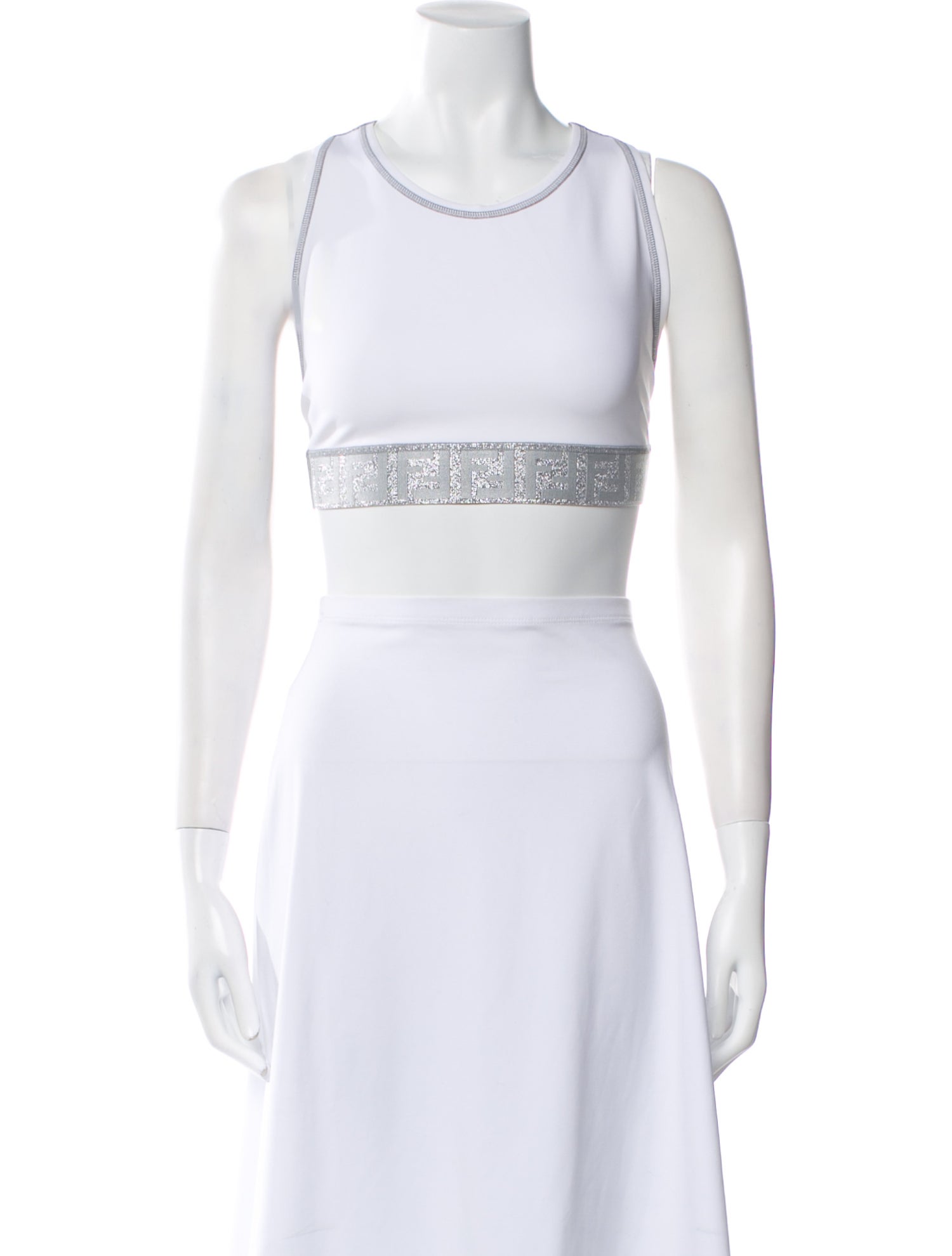 Fendi Silk Crew Neck Crop Top