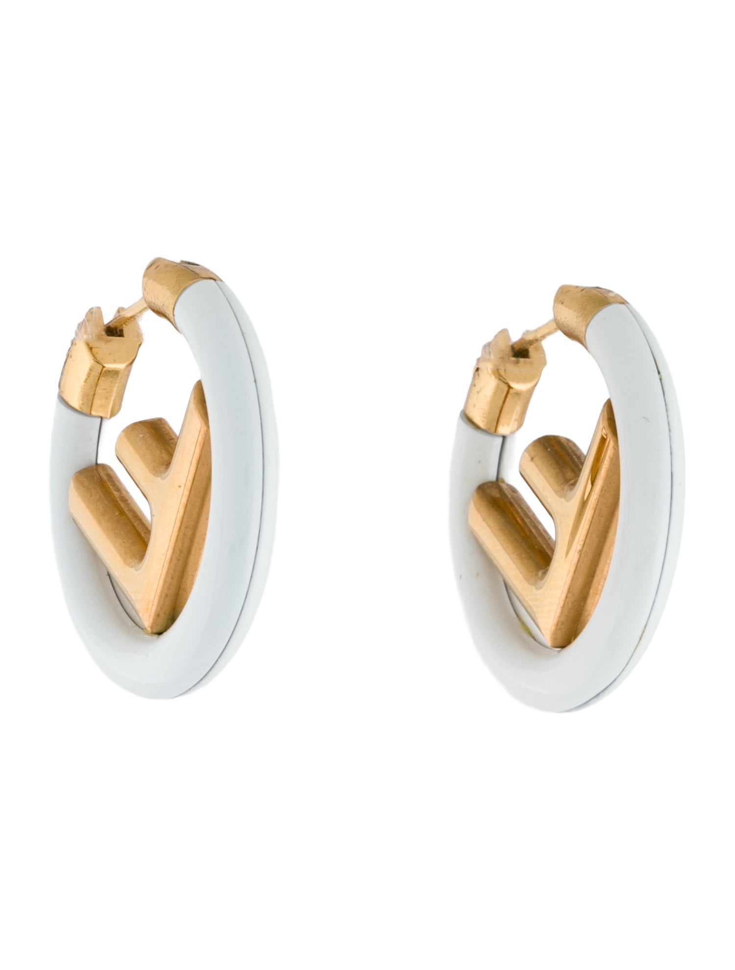Fendi Enamel Mini 'F is Fendi' Hoop Earrings