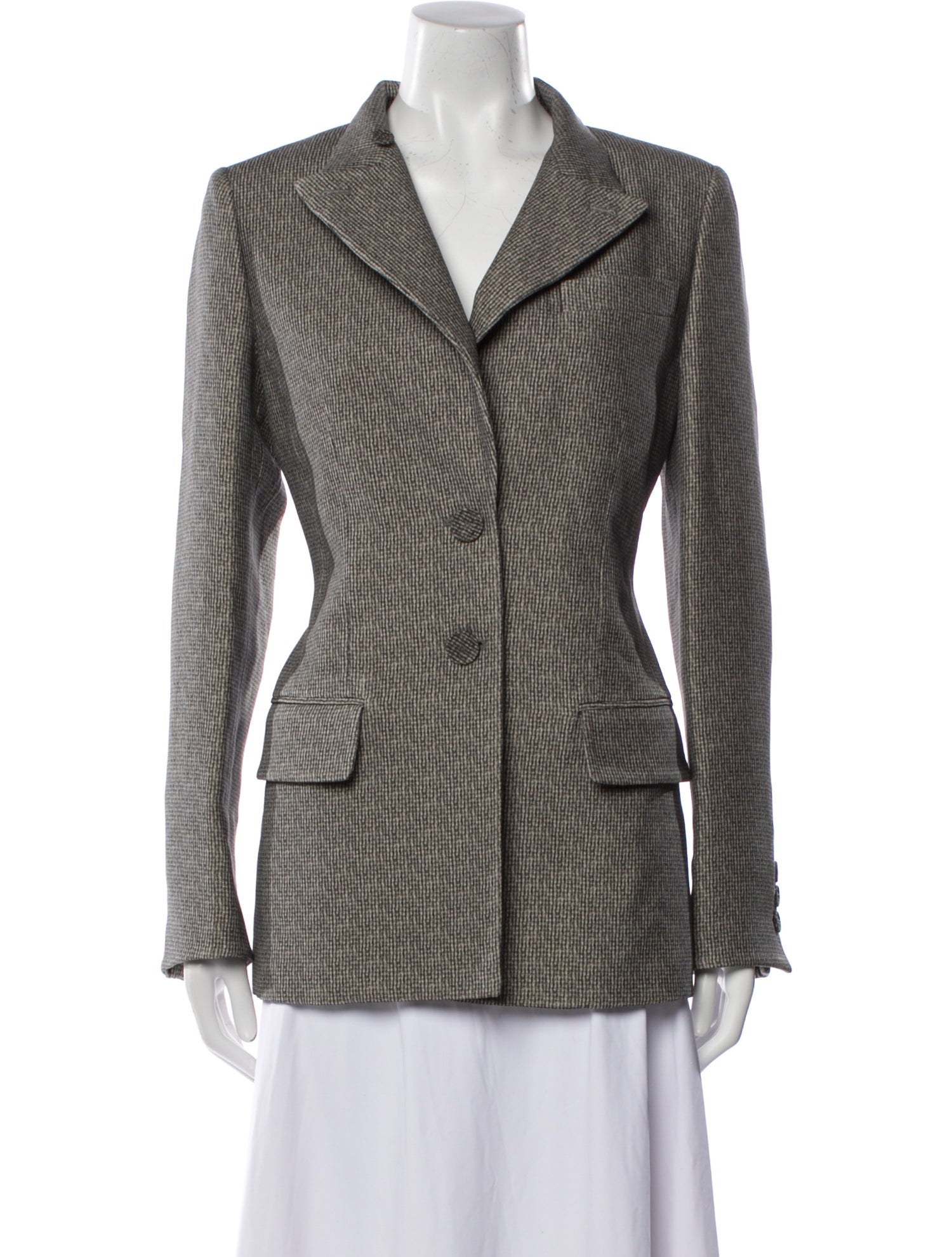 Fendi Wool Houndstooth Print Blazer