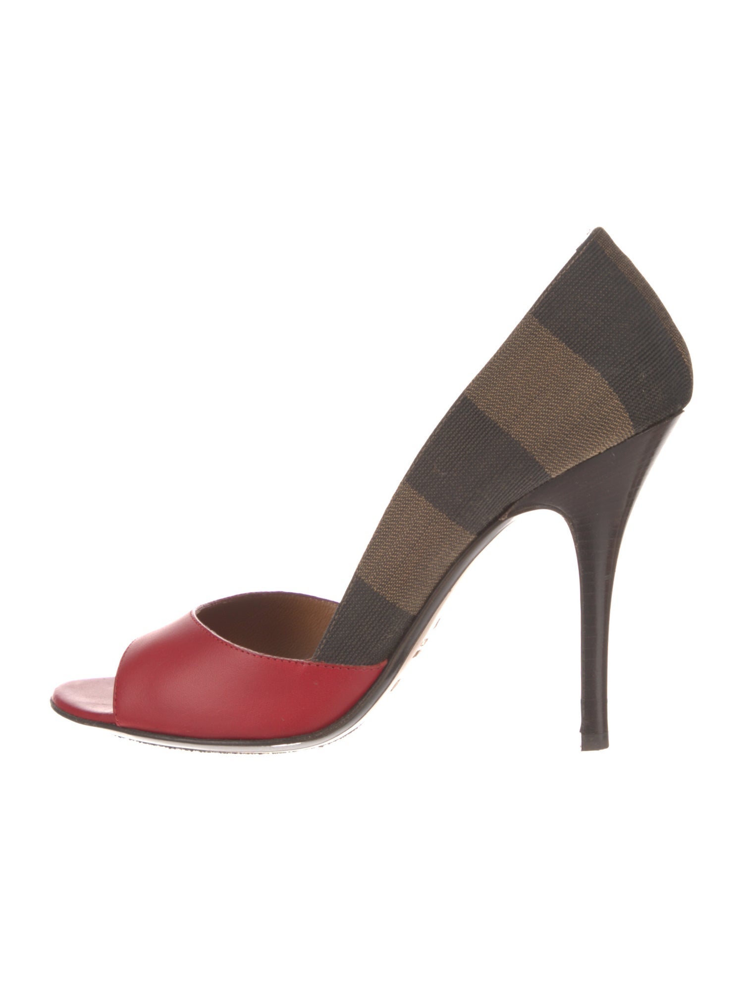 Fendi Leather Striped D'Orsay Pumps