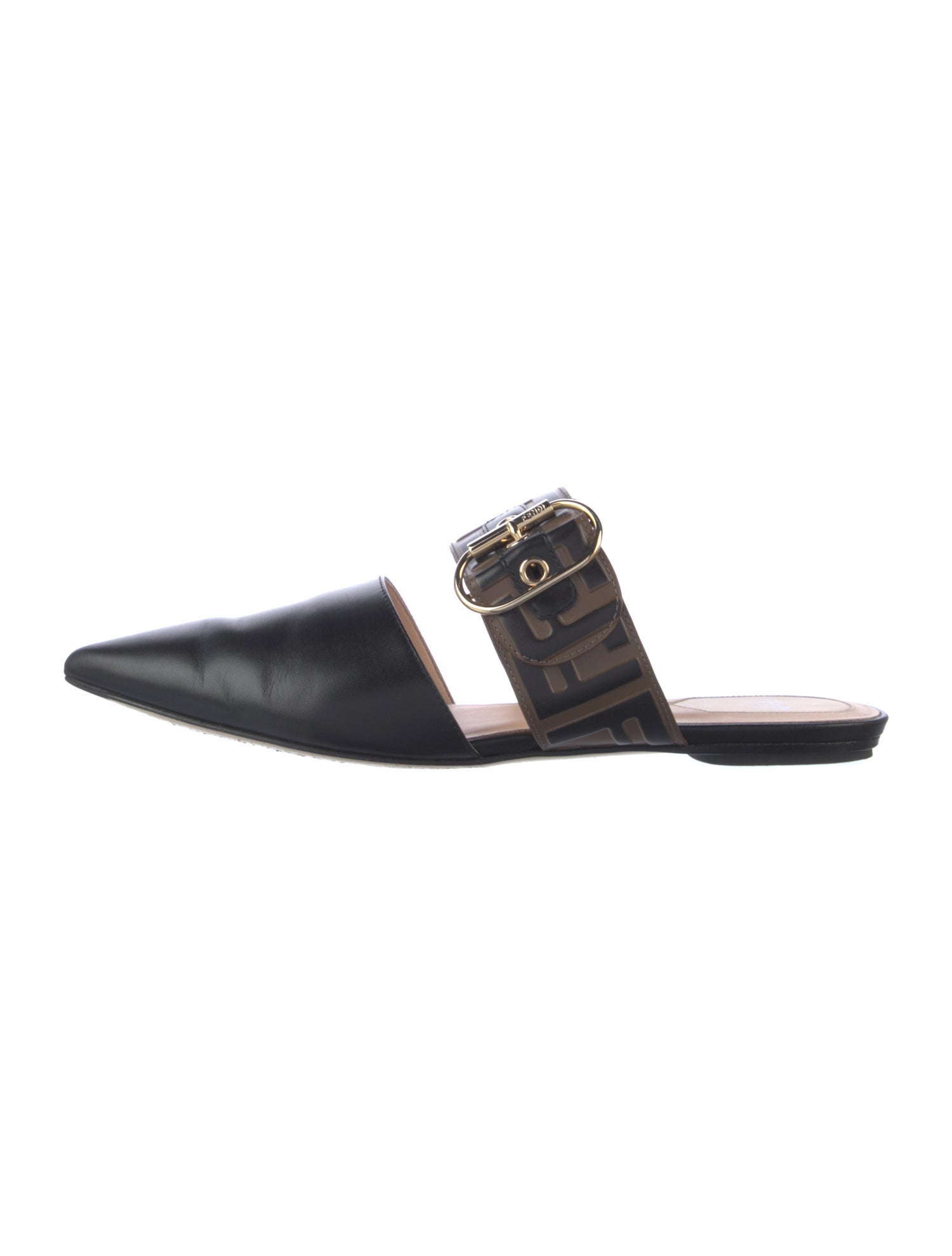 Fendi Zucca FF Logo Leather Mules