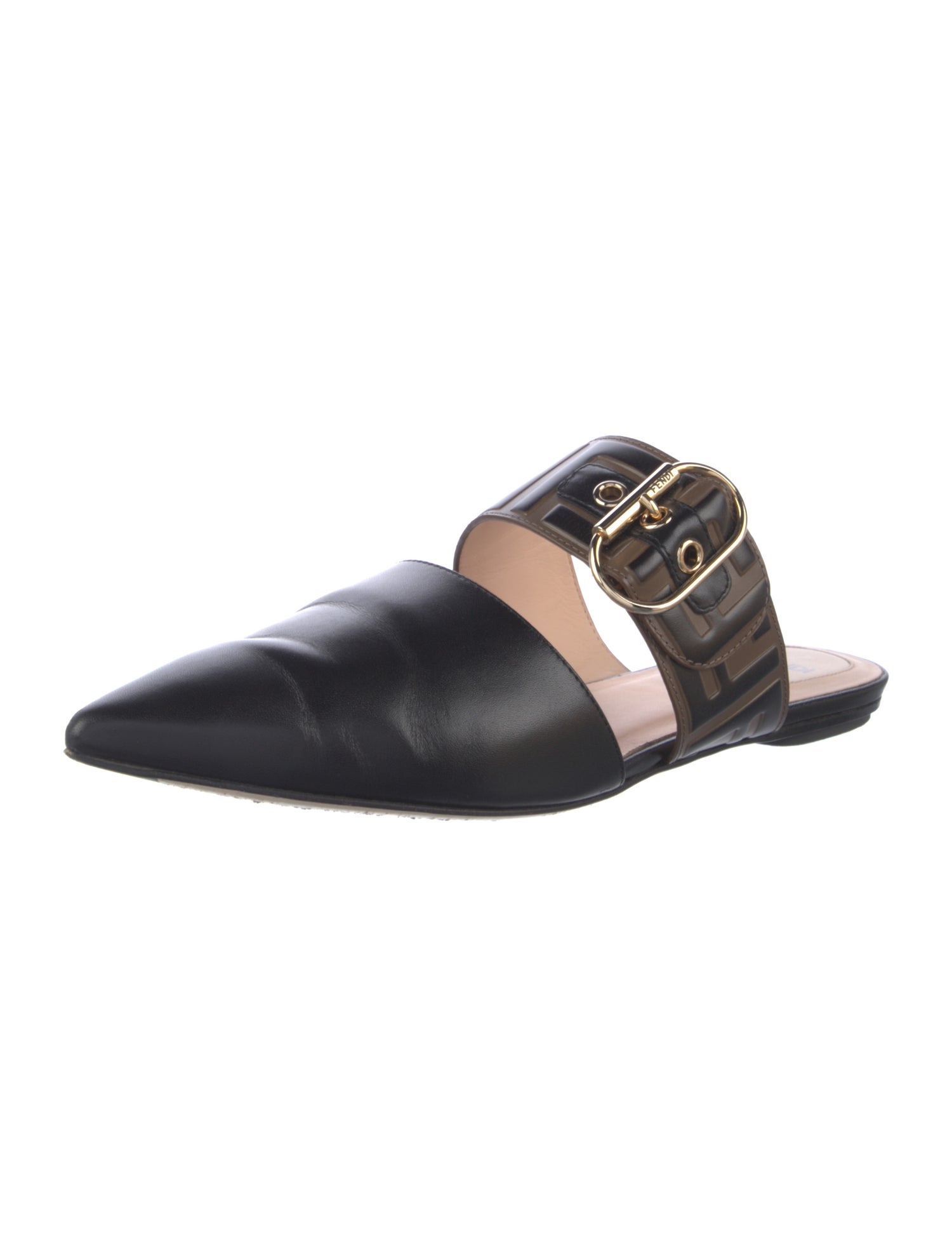 Fendi Zucca FF Logo Leather Mules