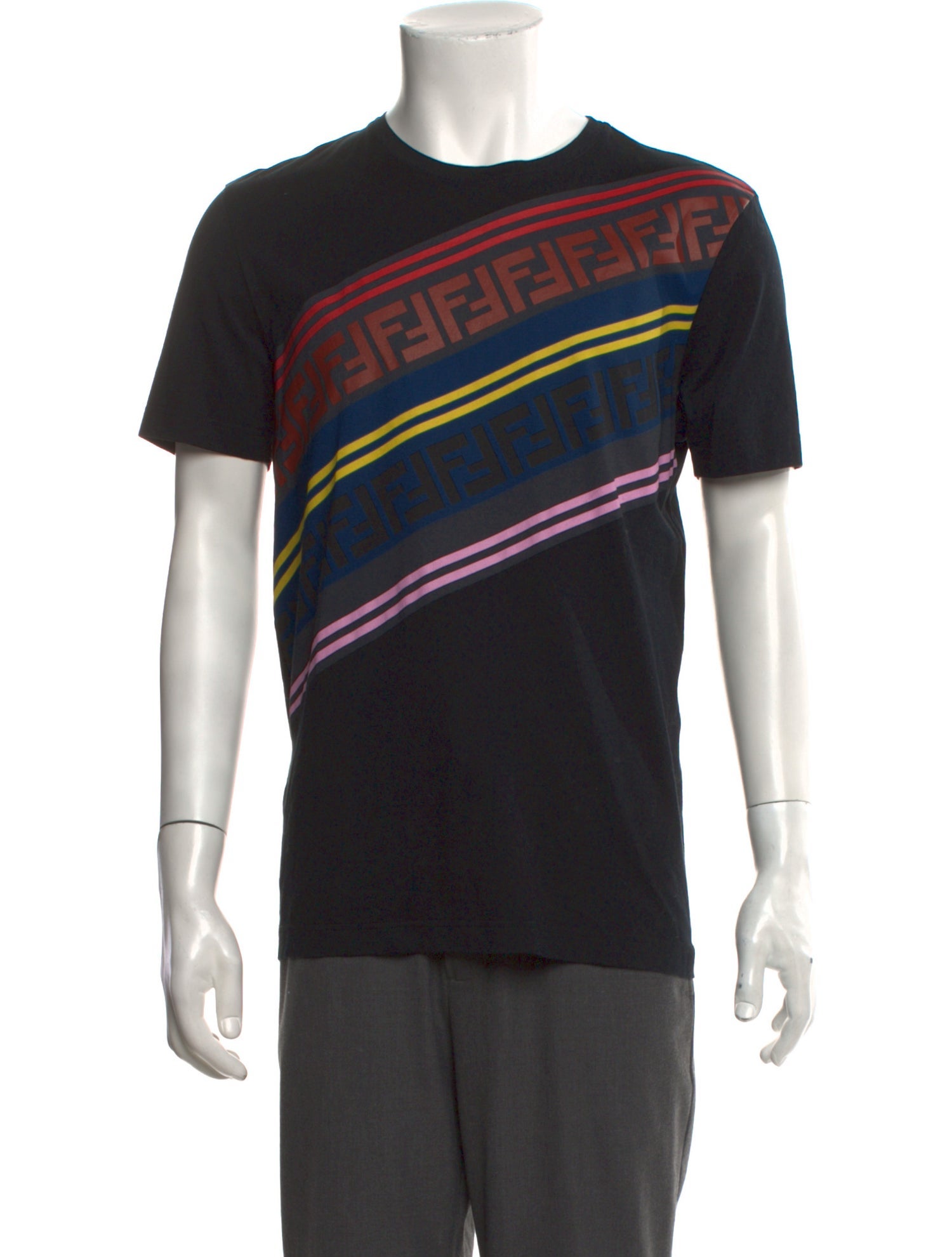 Fendi Zucca FF Logo Striped T-Shirt