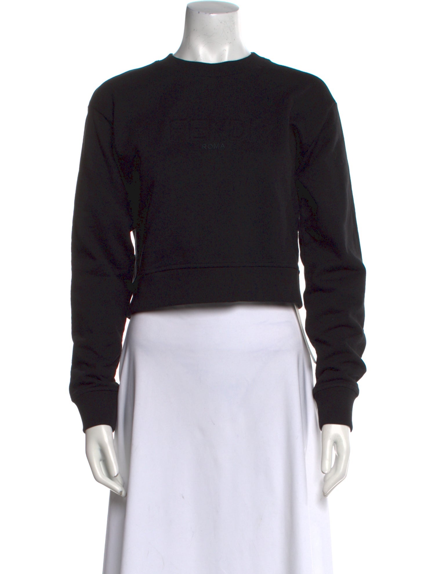 Fendi Crew Neck Long Sleeve Crop Top